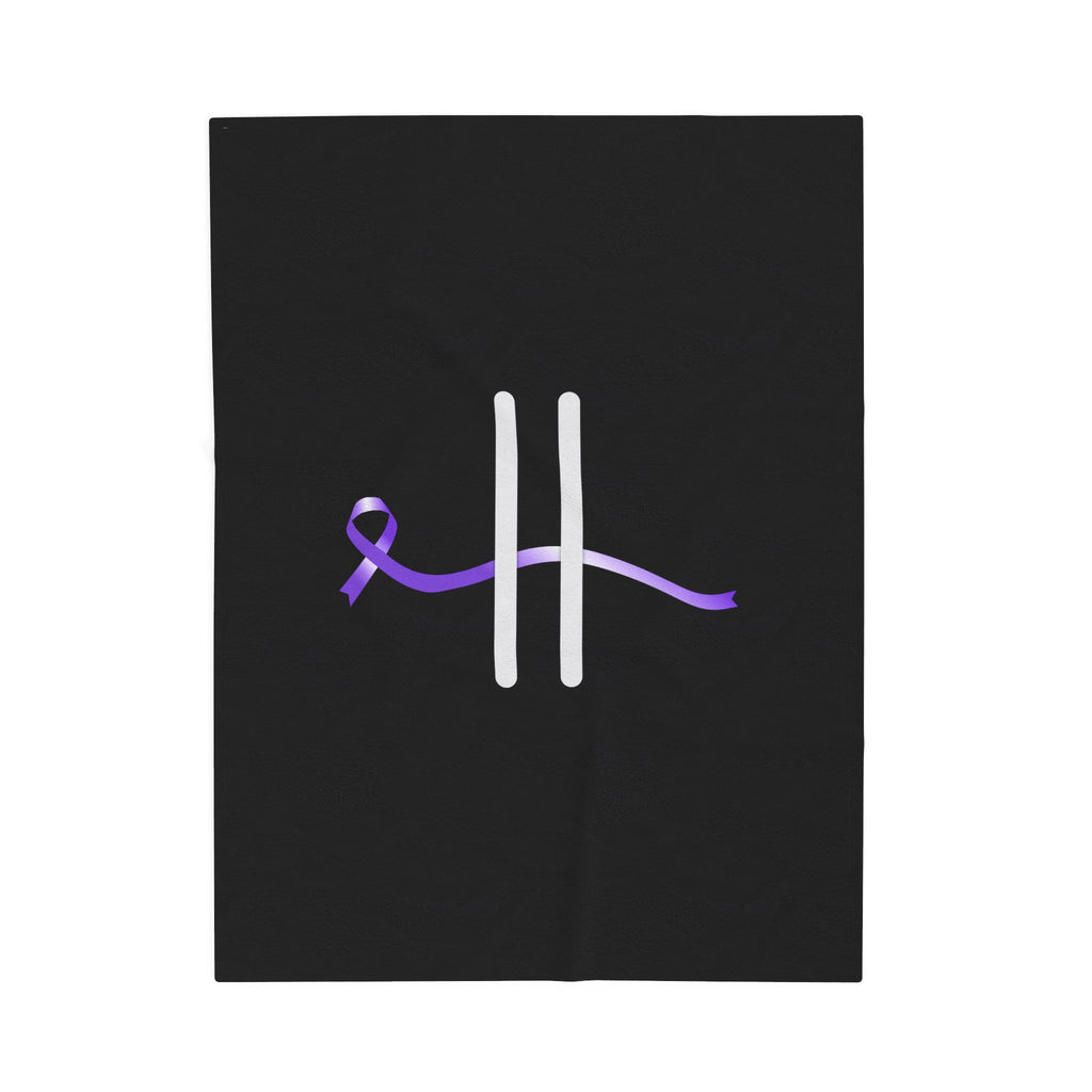 “Pause” Epilepsy Awareness Velveteen Blanket – Purple Ribbon Pause Symbol