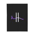 “Pause” Epilepsy Awareness Velveteen Blanket – Purple Ribbon Pause Symbol