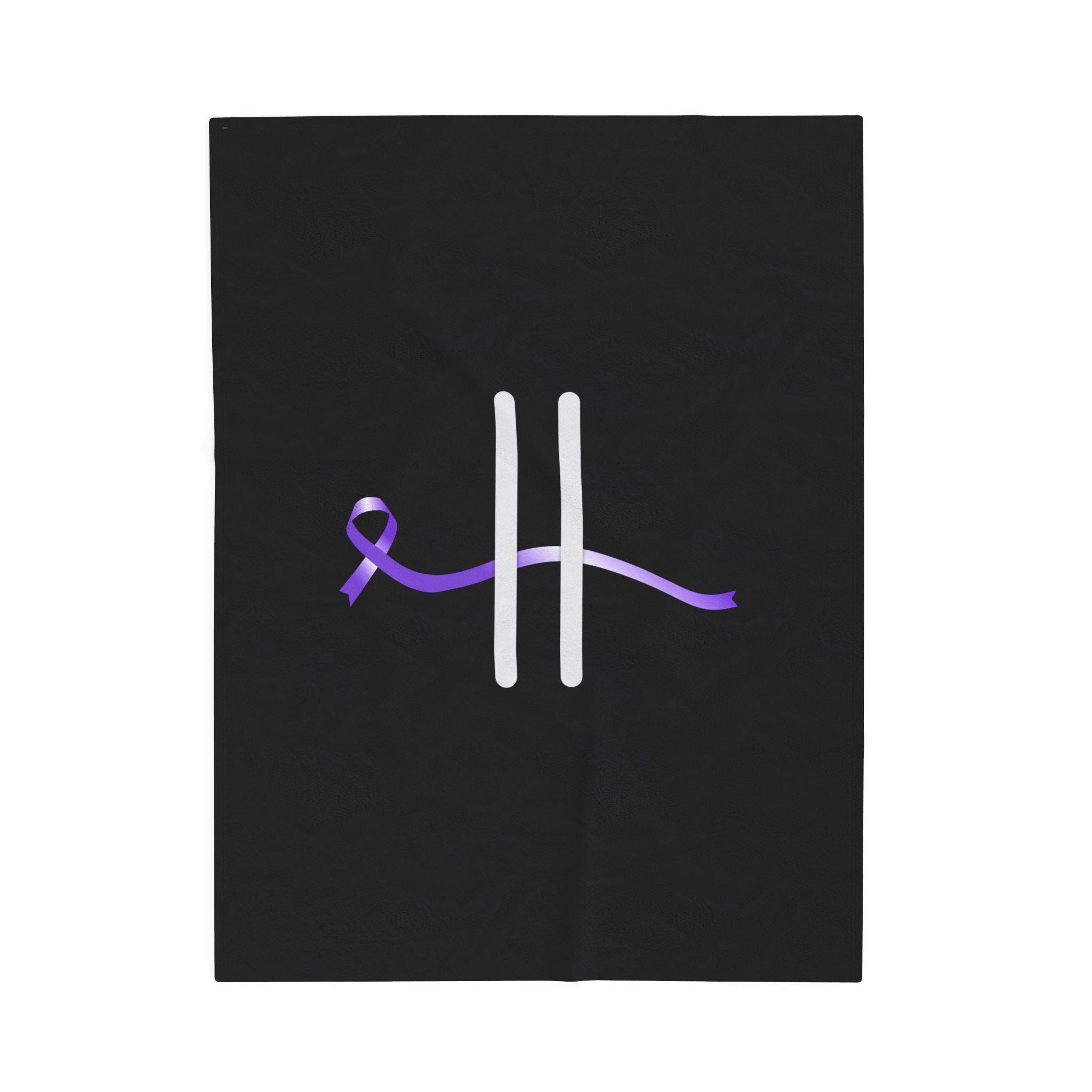 “Pause” Epilepsy Awareness Velveteen Blanket – Purple Ribbon Pause Symbol