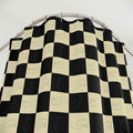Checked Feline Shower Curtain — Elegant Gold & Black Cat Outline Pattern