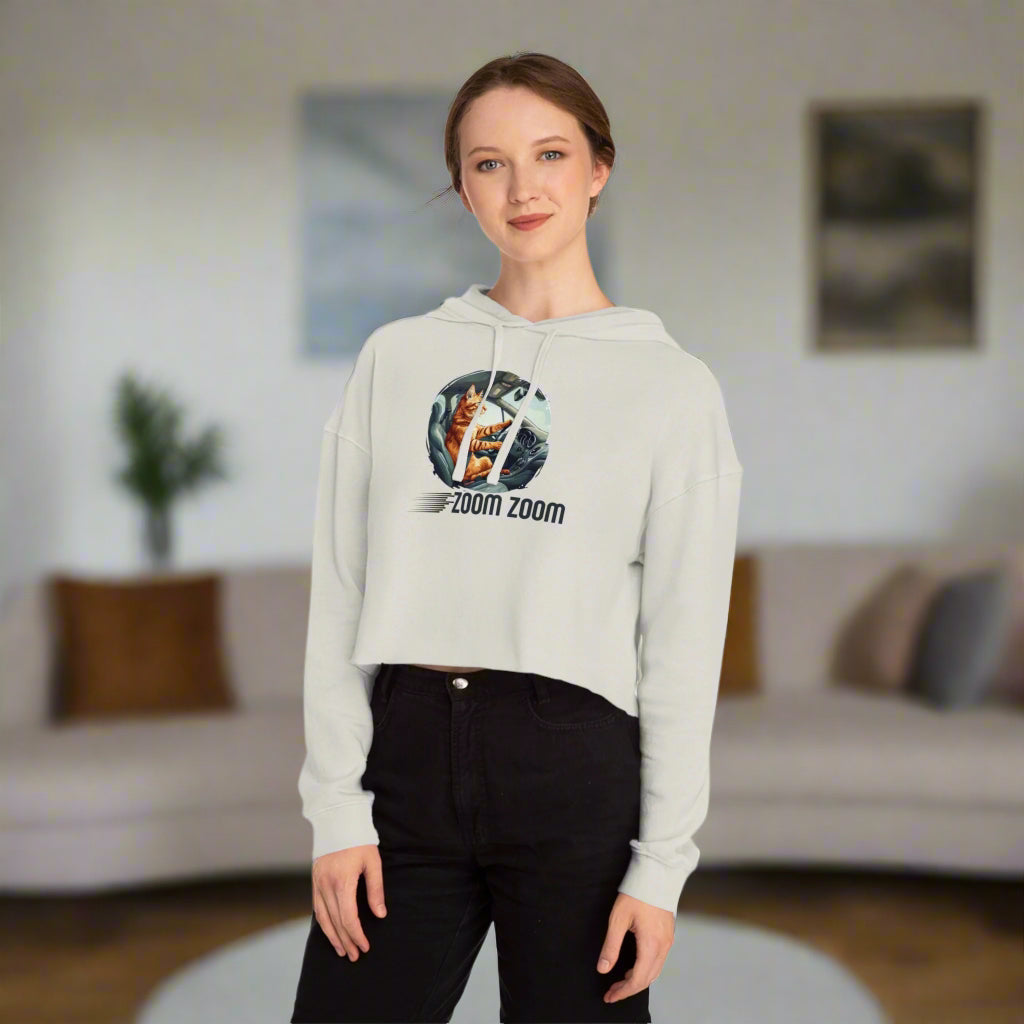 Zoom Zoom Zoomie Kitty Cropped Hoodie for Her