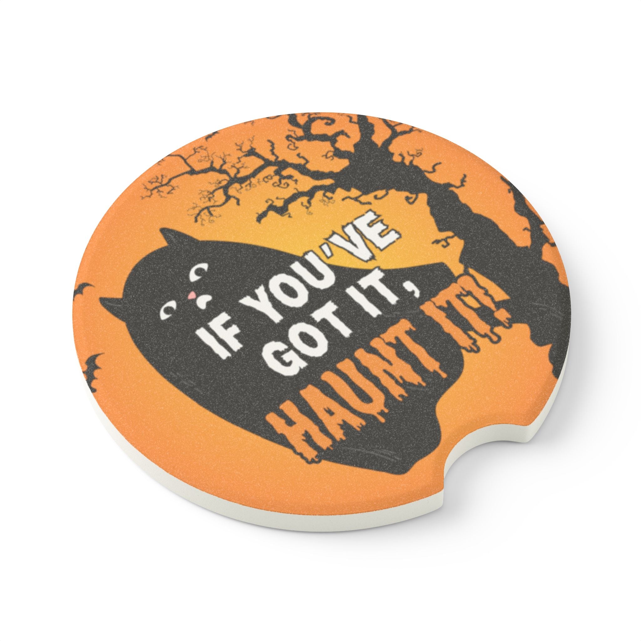 Photo depicting the ​Haunt It Soapstone Car Coaster from EpiAl's Shop.