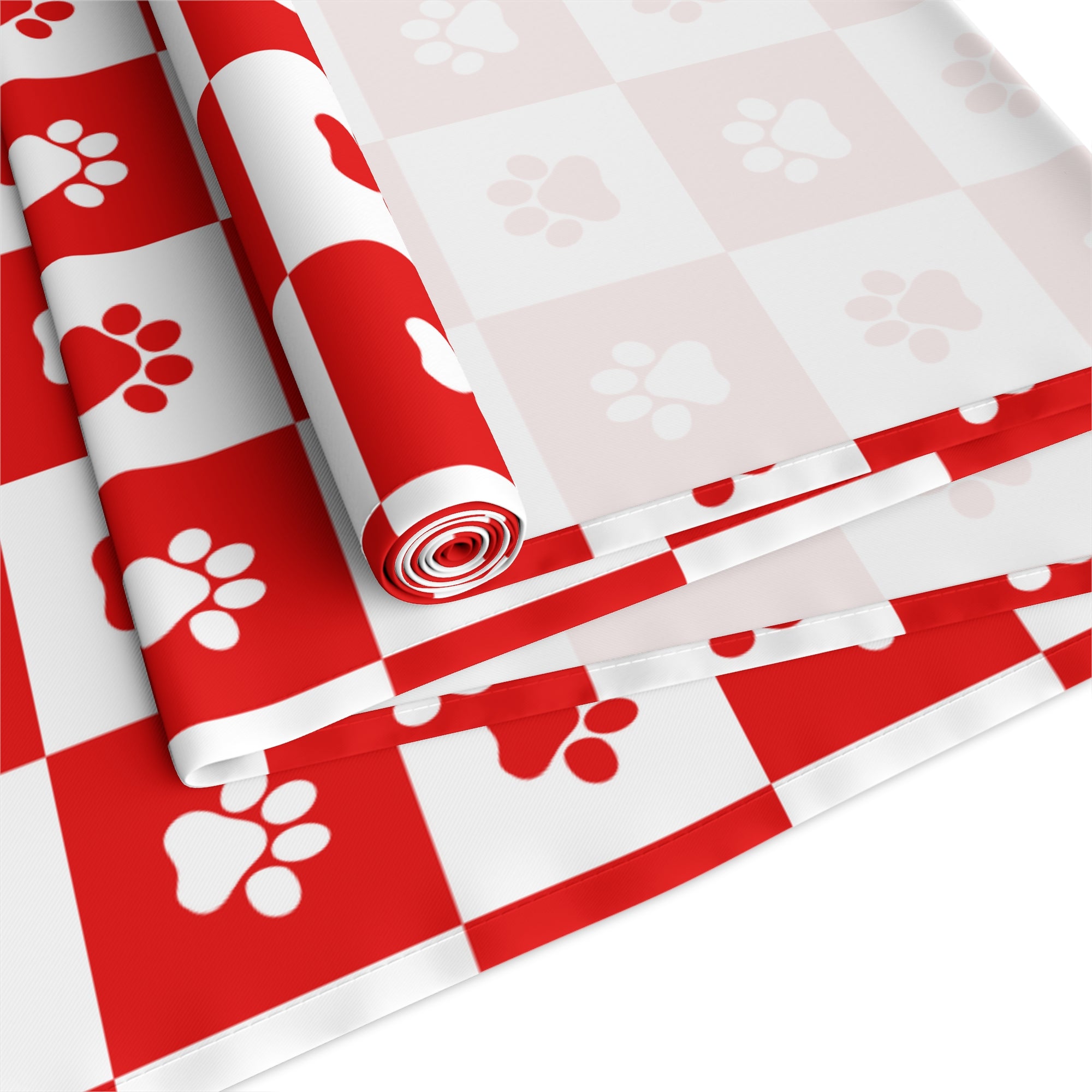 Red & White Paws Table Runner (Cotton, Poly)
