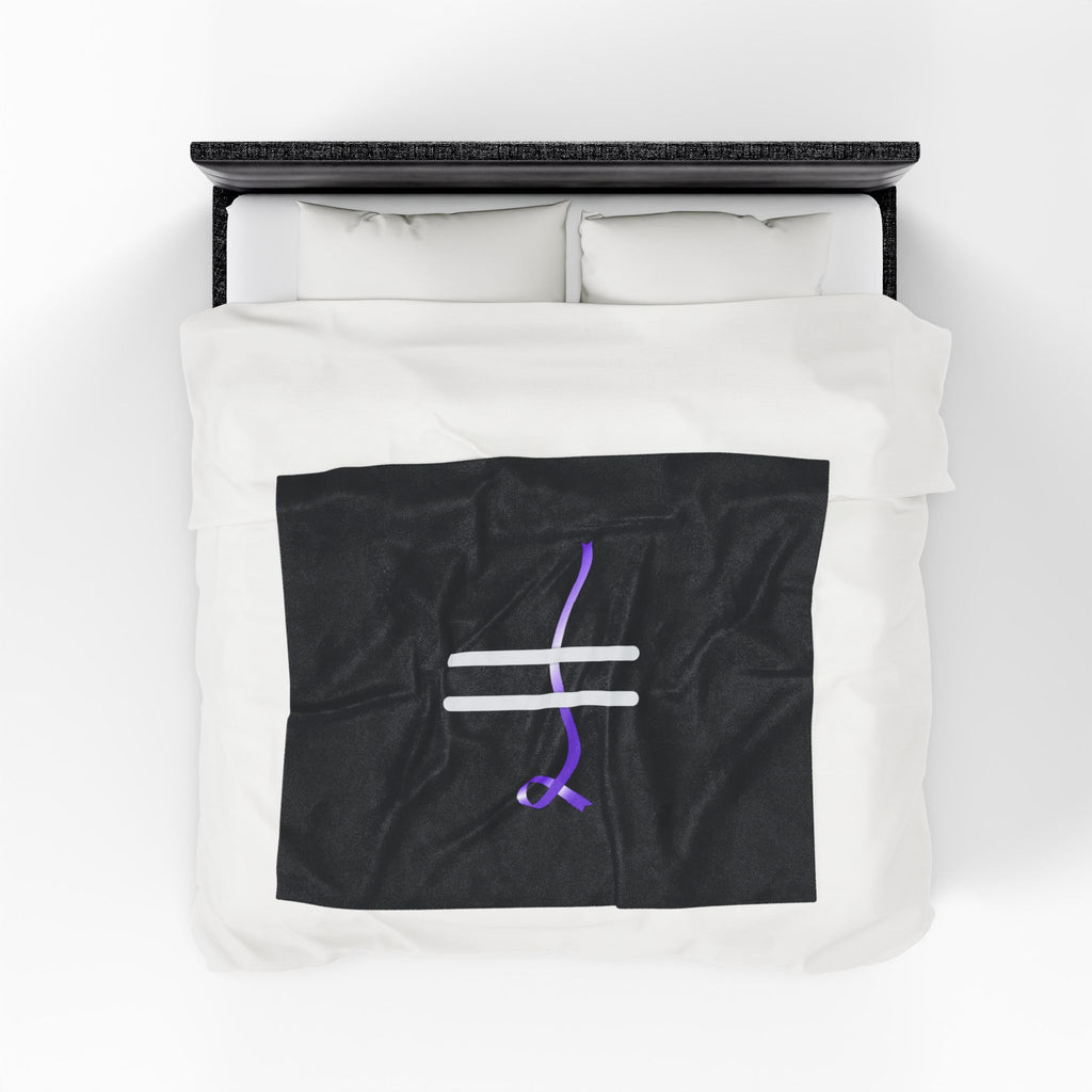 “Pause” Epilepsy Awareness Velveteen Blanket – Purple Ribbon Pause Symbol