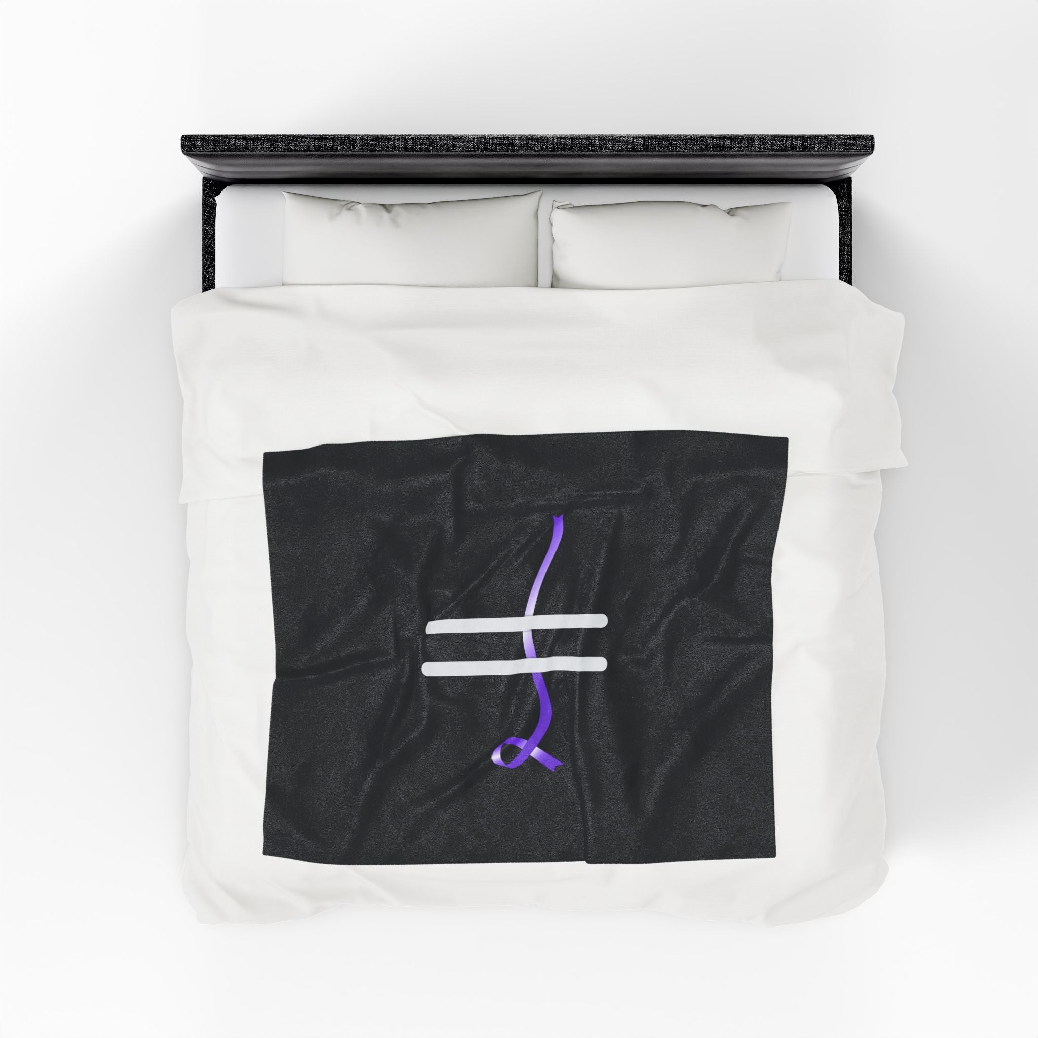 “Pause” Epilepsy Awareness Velveteen Blanket – Purple Ribbon Pause Symbol