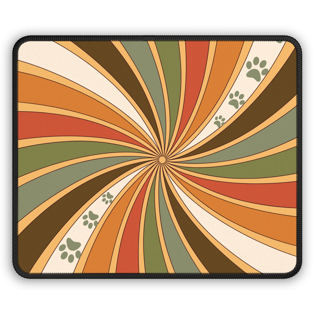 Swirly Retro Paw Design Gaming Mouse Pad