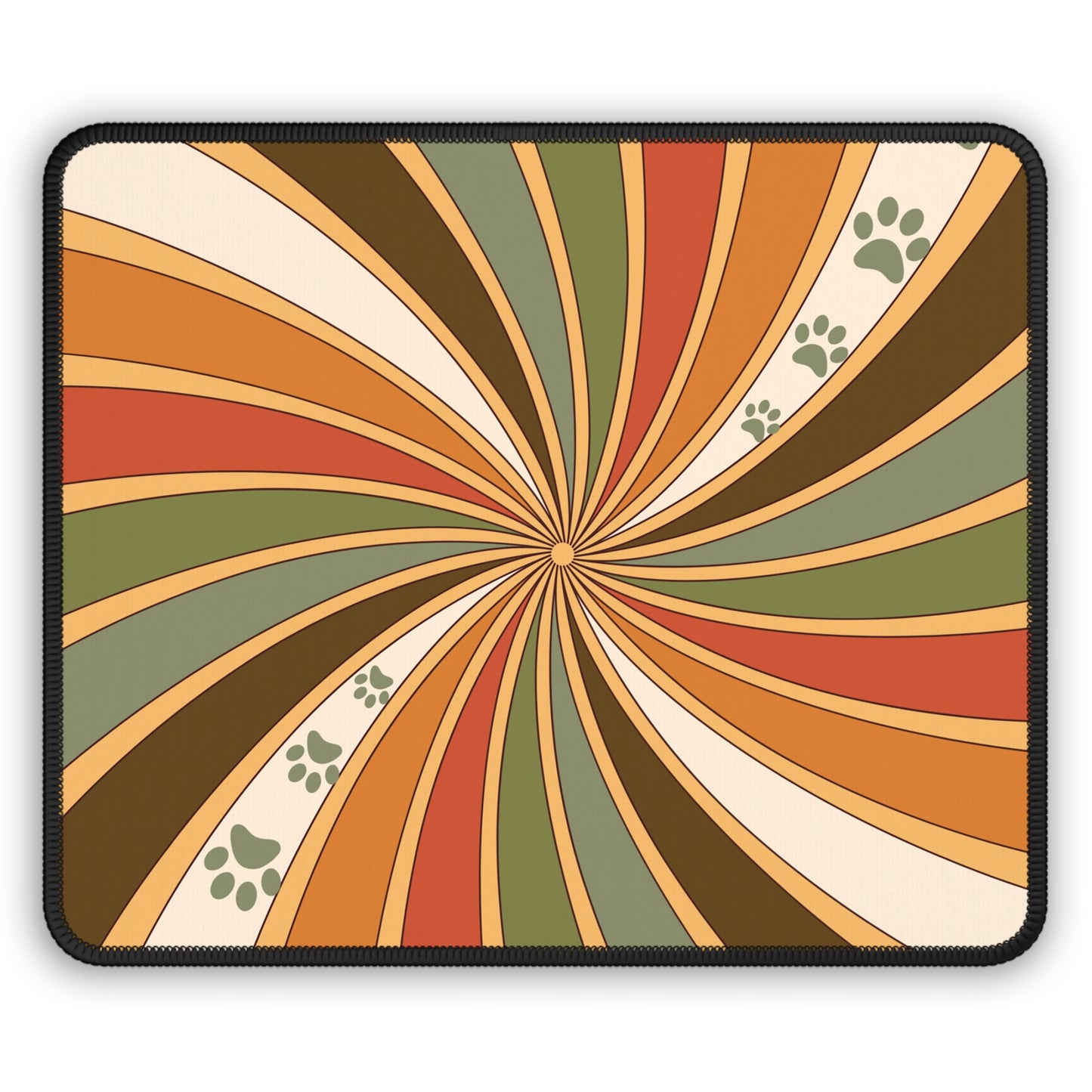Swirly Retro Paw Design Gaming Mouse Pad