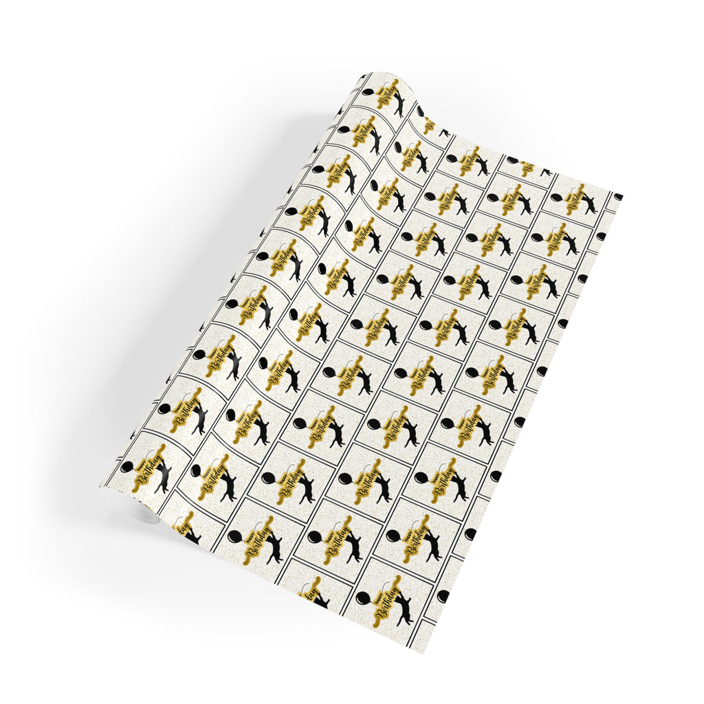 Happy Birthday Kitty with Balloons Gift Wrapping Paper Rolls, 1pc