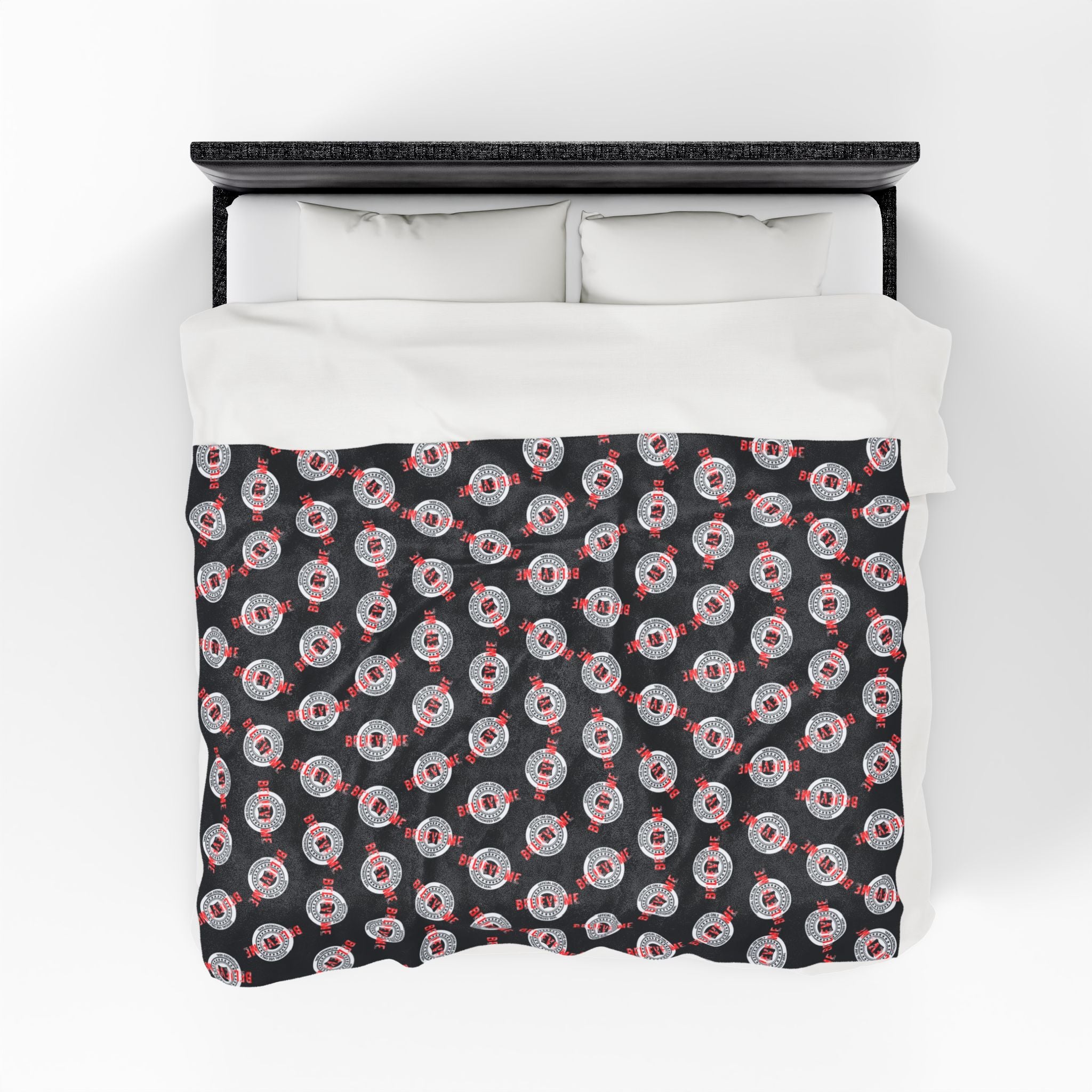 “Believe Me” Official Seal Velveteen Blanket – Political Parody Throw