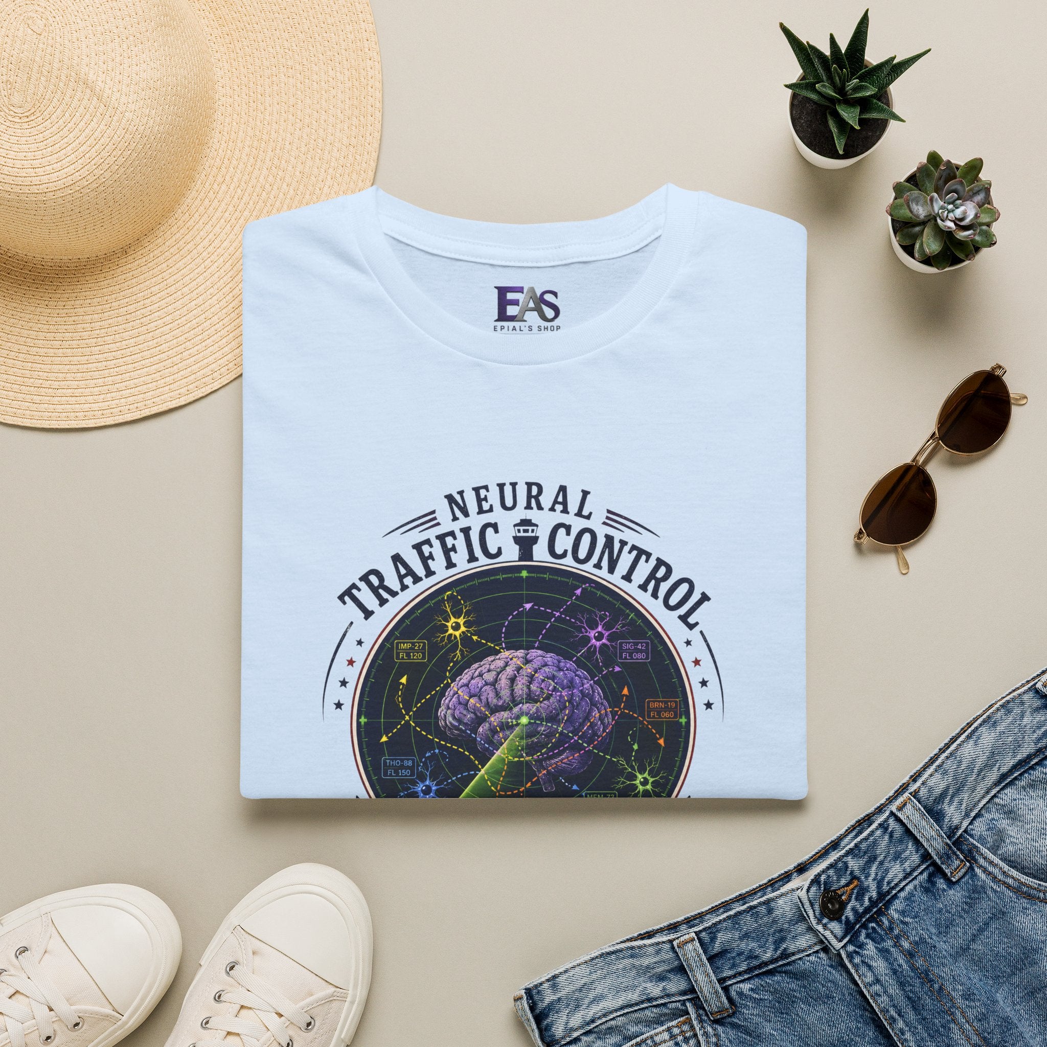 Neural Traffic Control T-Shirt | Brain Radar Graphic Tee