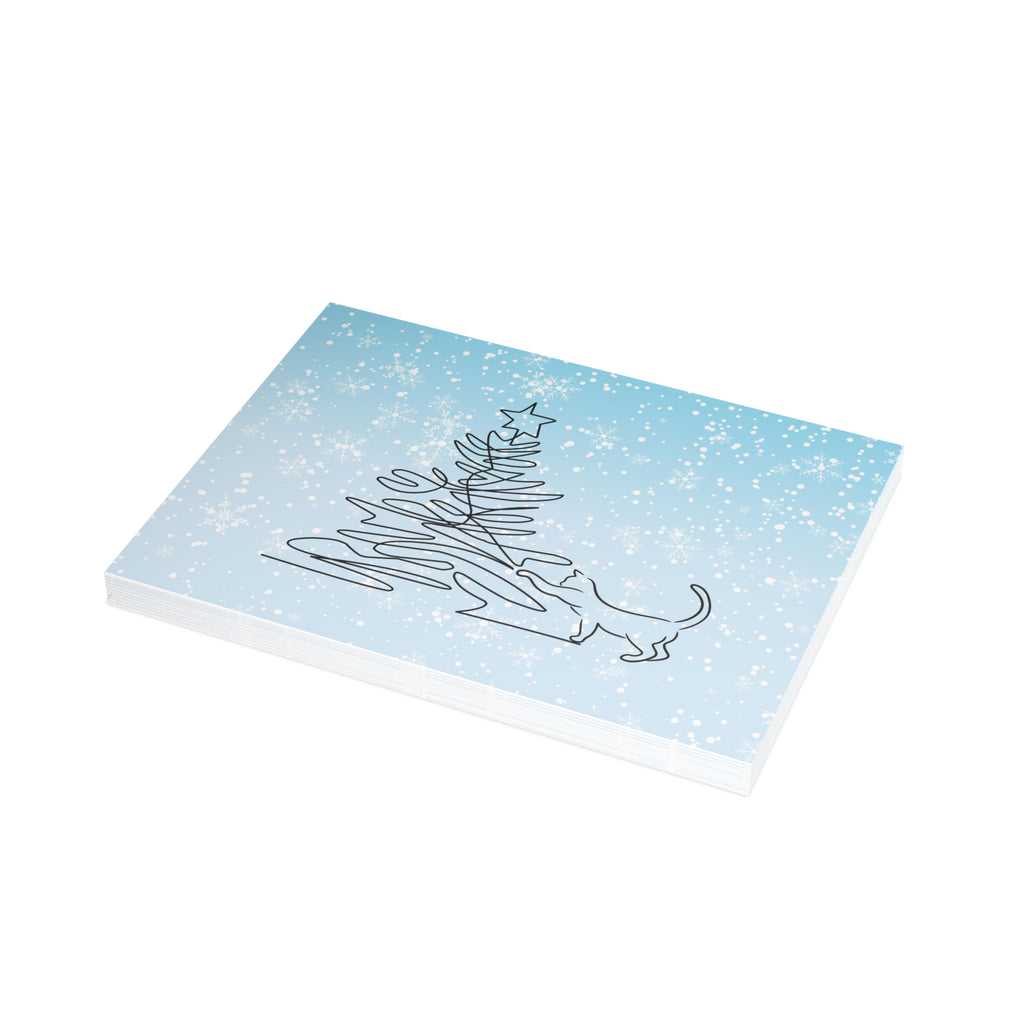 Kitty & Christmas Tree Postcard Bundles (envelopes included)
