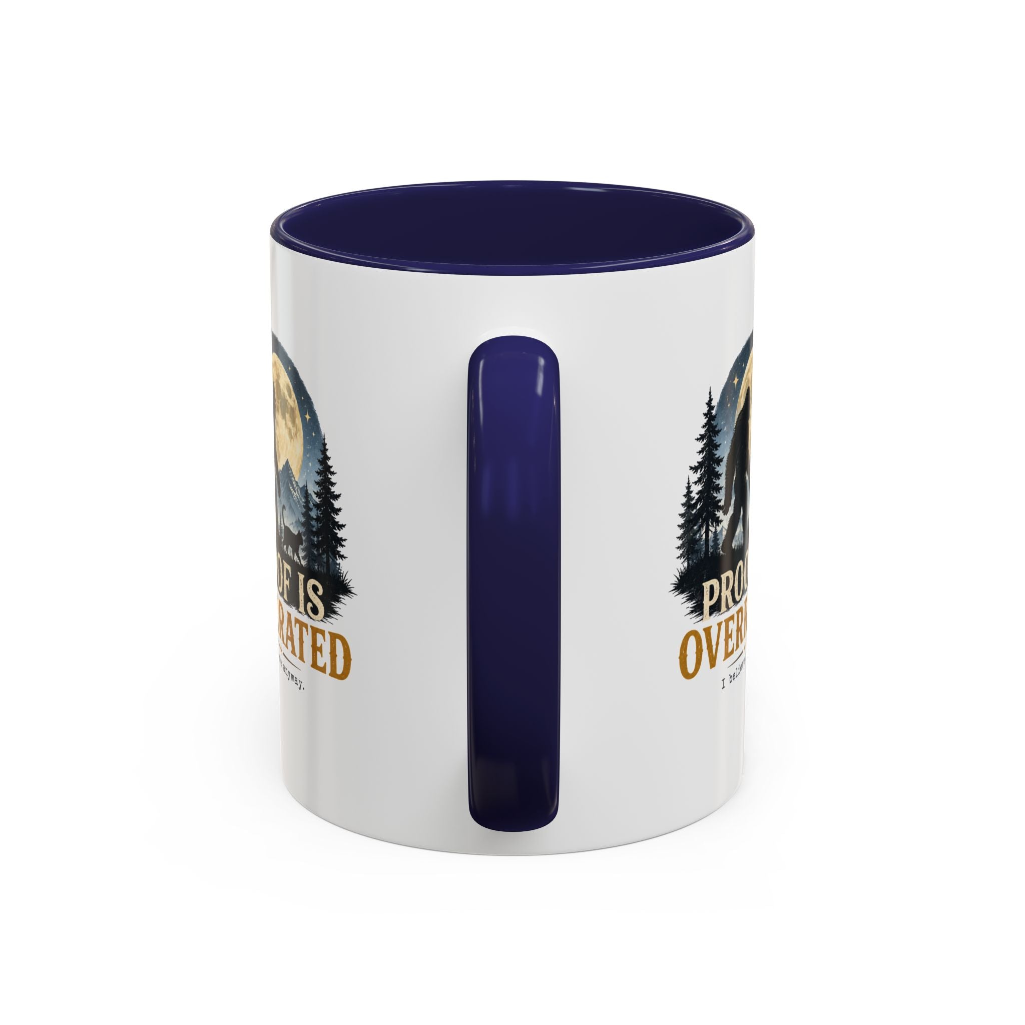 Proof Is Overrated Sasquatch & Black Cat Accent Mug