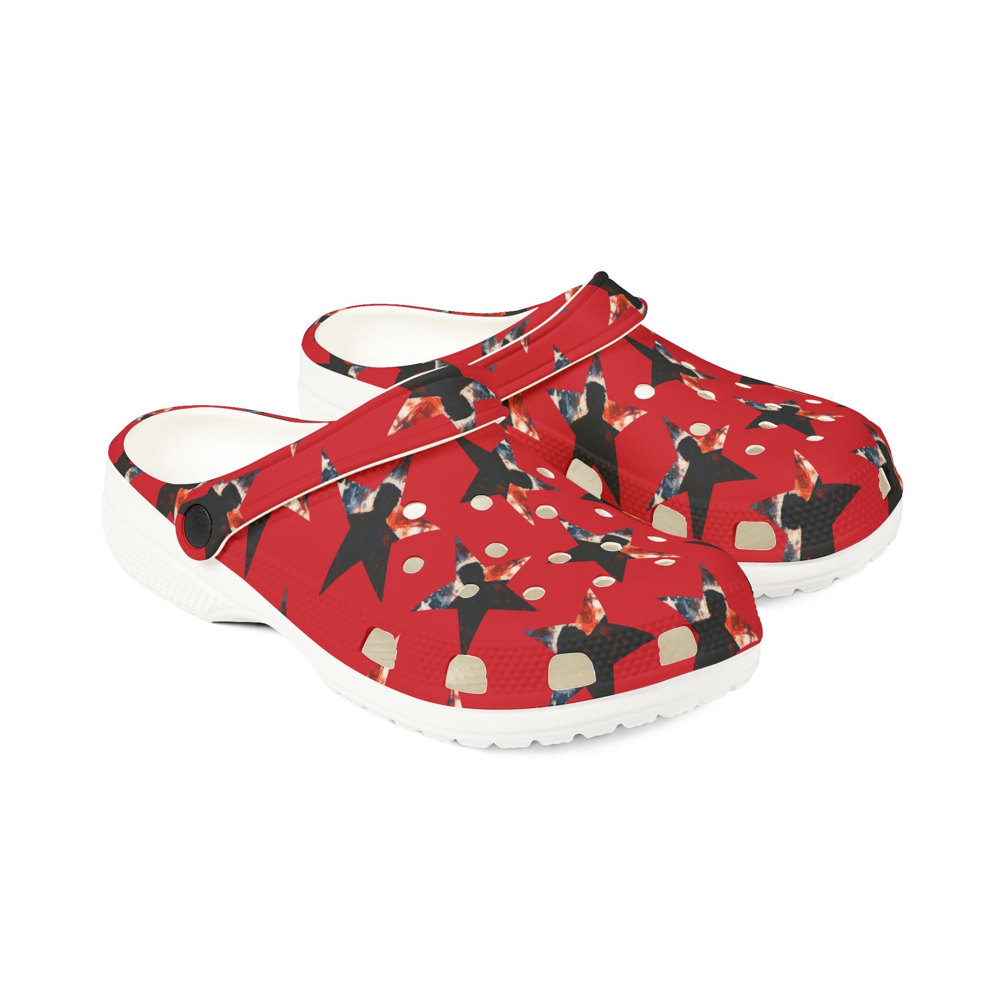 Red Presidential Silhouette Star EVA Clogs – Lightweight Statement Slip-Ons