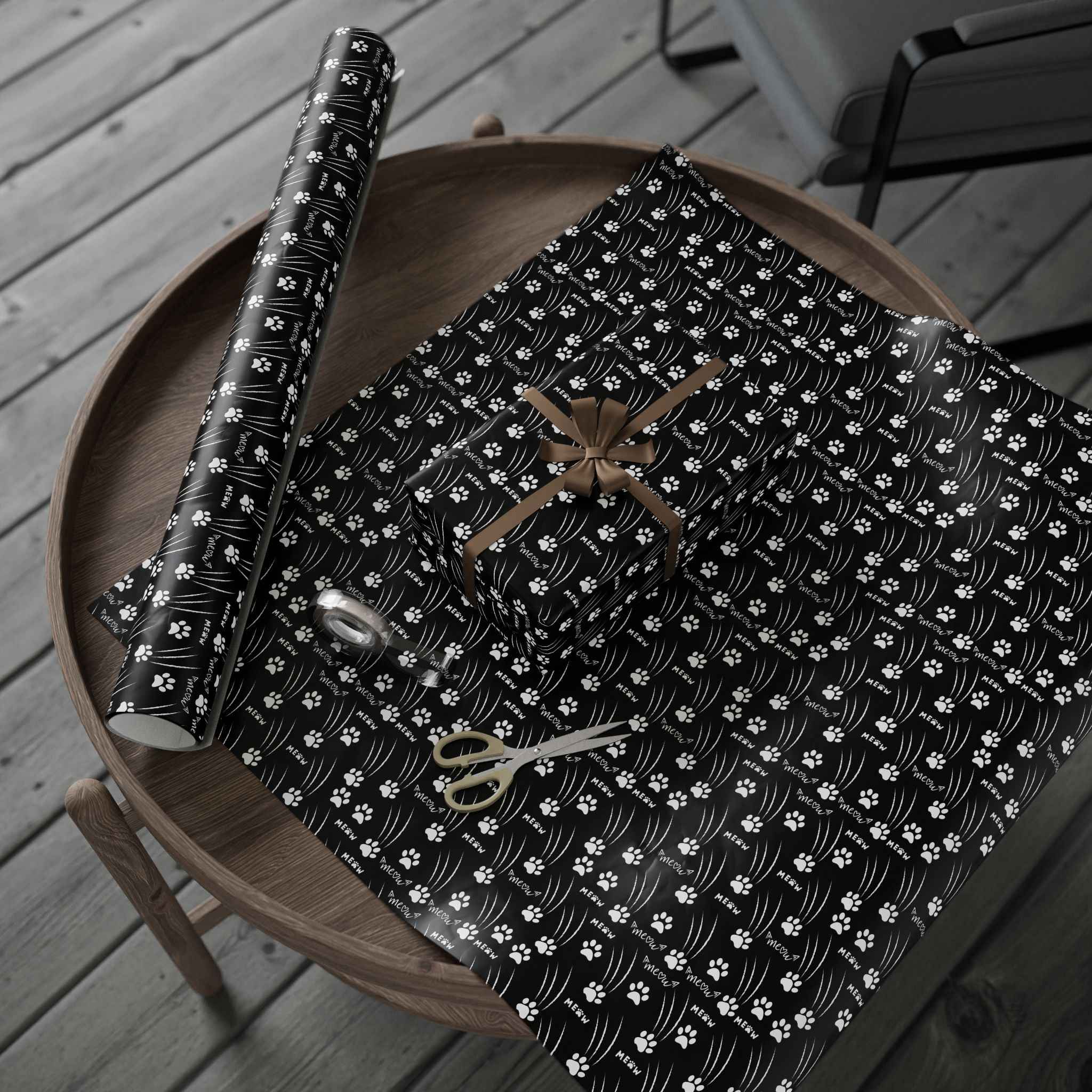 Cat Paw Scratch Gift Wrap – Black & White
