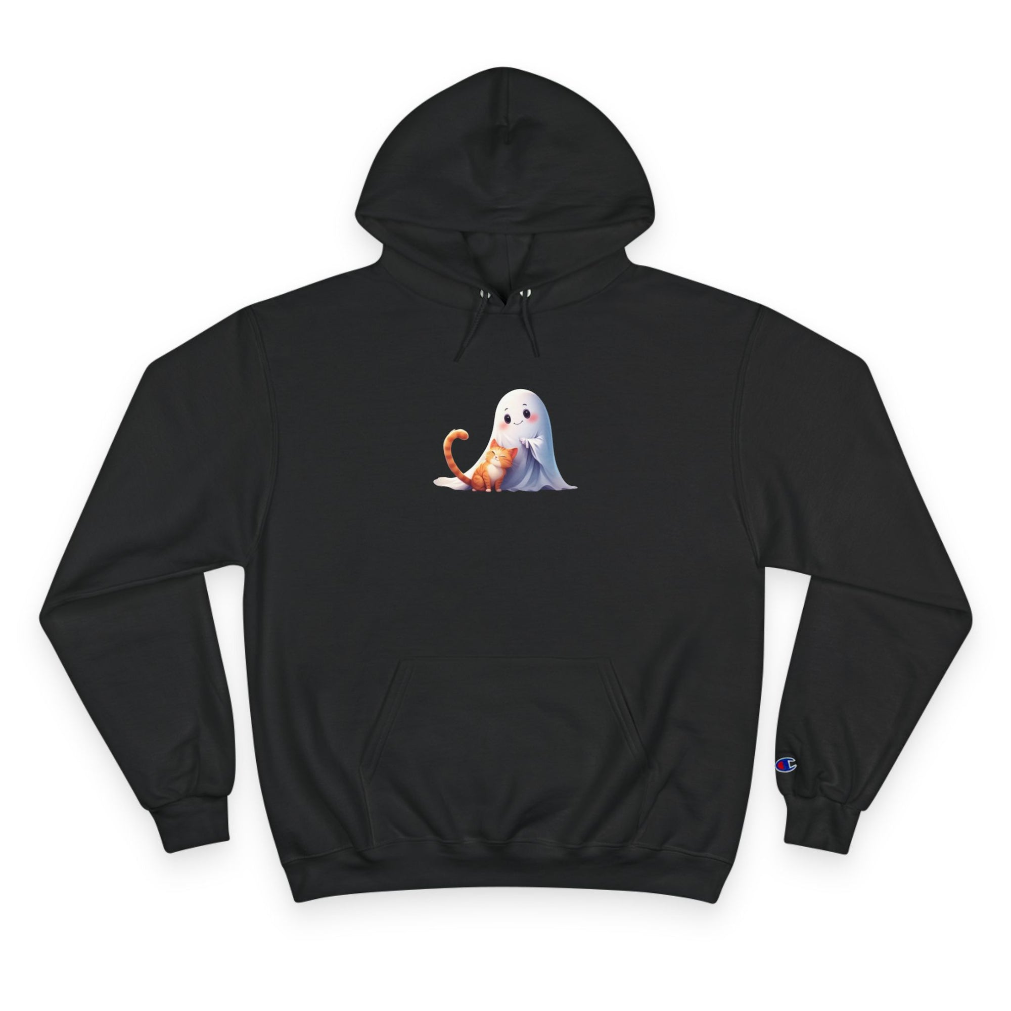Cute Ghost & Kitty Champion Hoodie - Cozy Sweatshirt