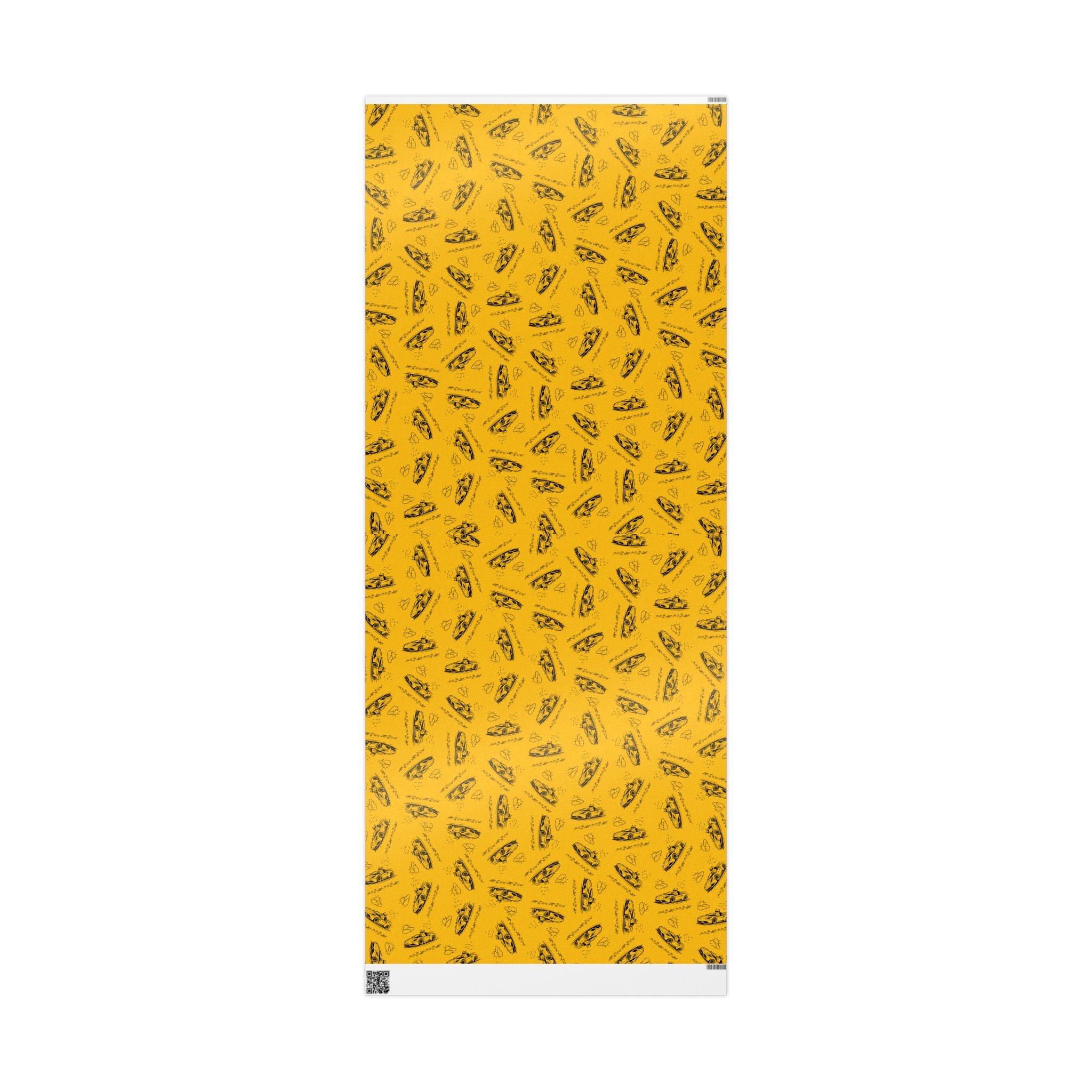 Zoomies Road Trip Cat Wrapping Paper – Golden Sketch Gift Wrap with Racing Cat Design