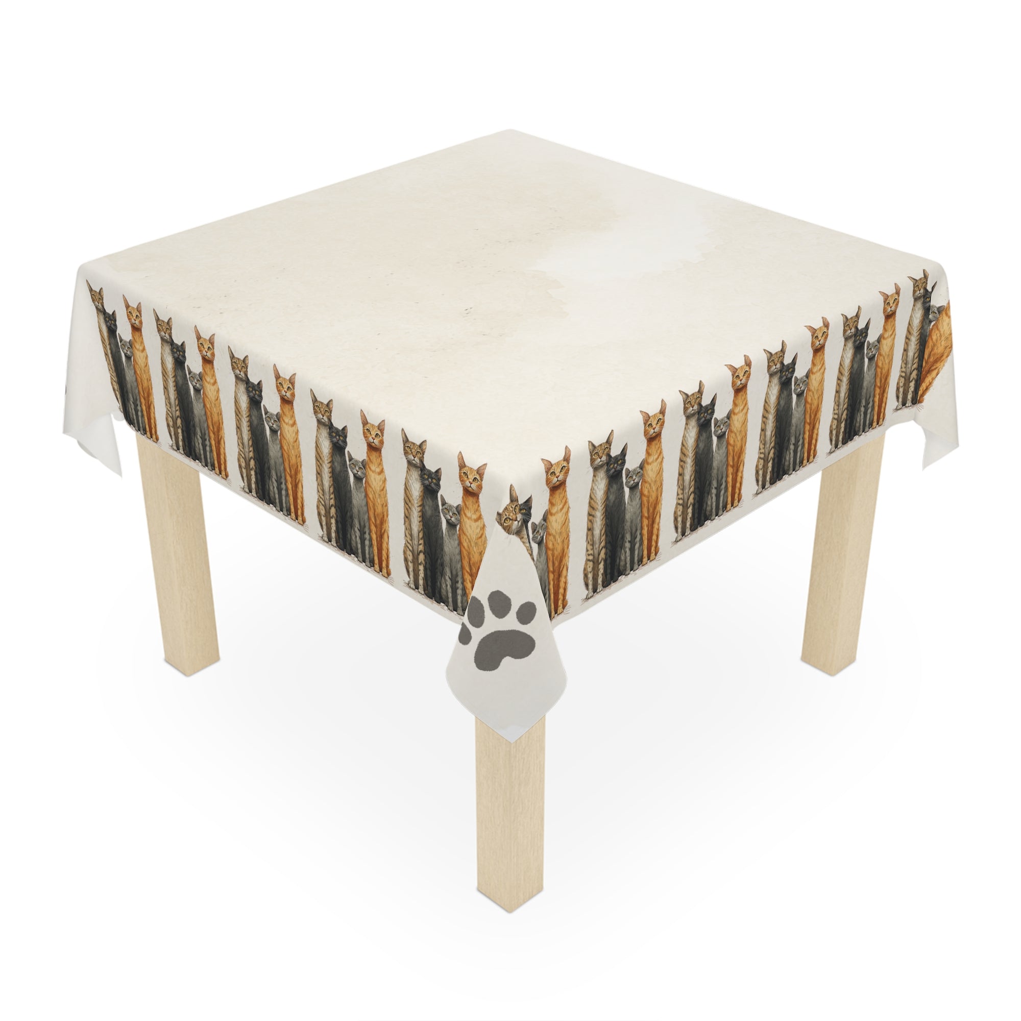 Tablecloth with Tall Kitties Design, Great for Cat Lovers