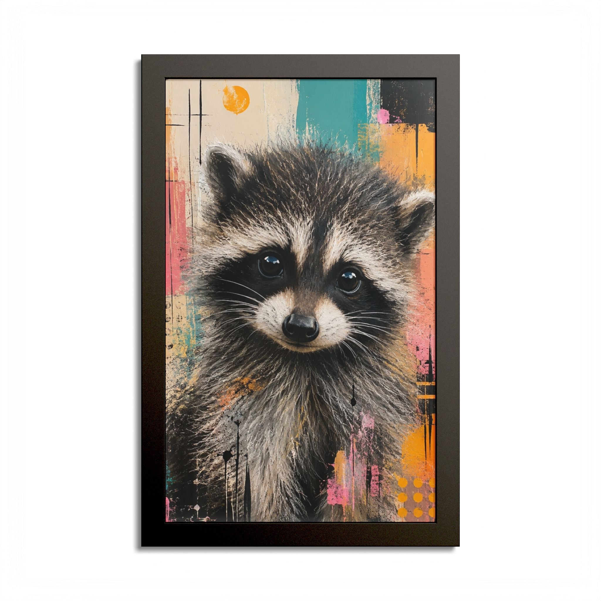 Jimothy Modern Raccoon Framed Wall Art | Colorful Contemporary Animal Portrait