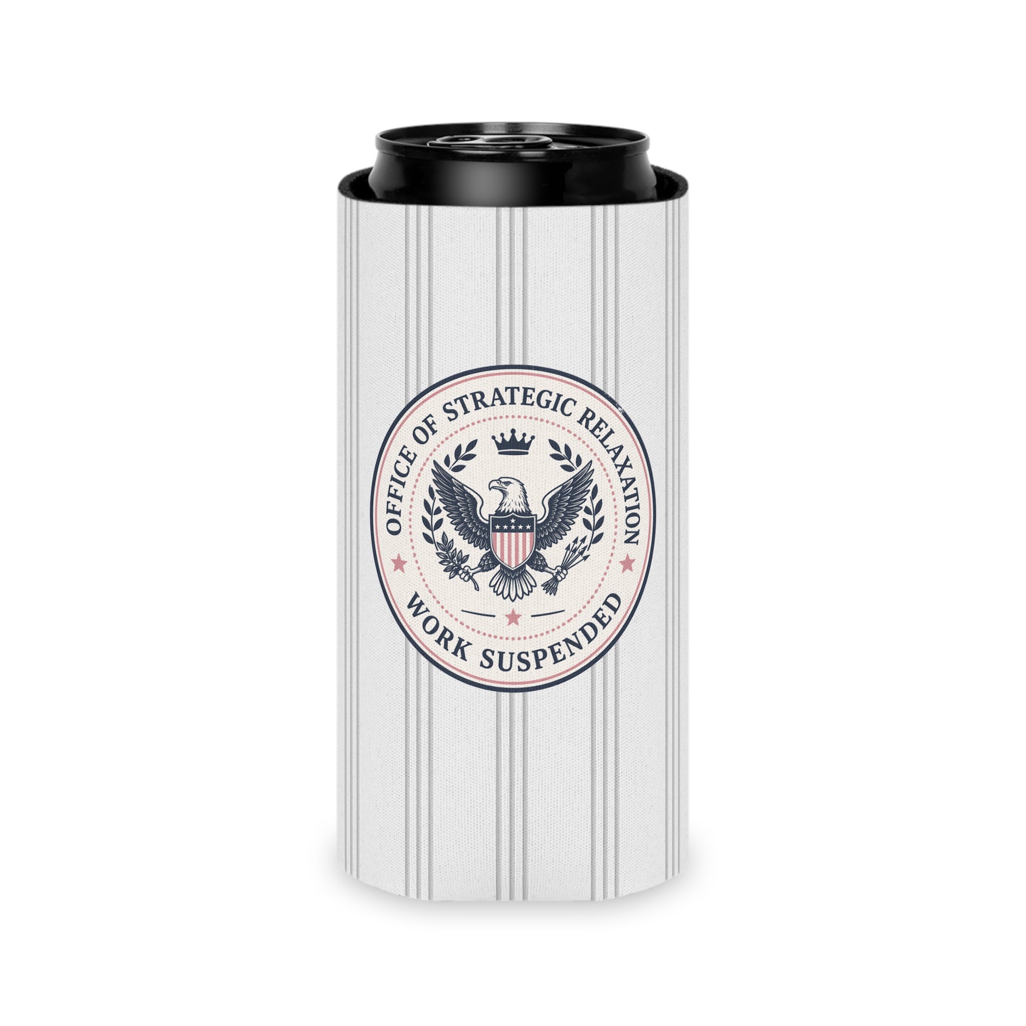 Office of Strategic Relaxation Can Cooler | Work Suspended Funny Koozie