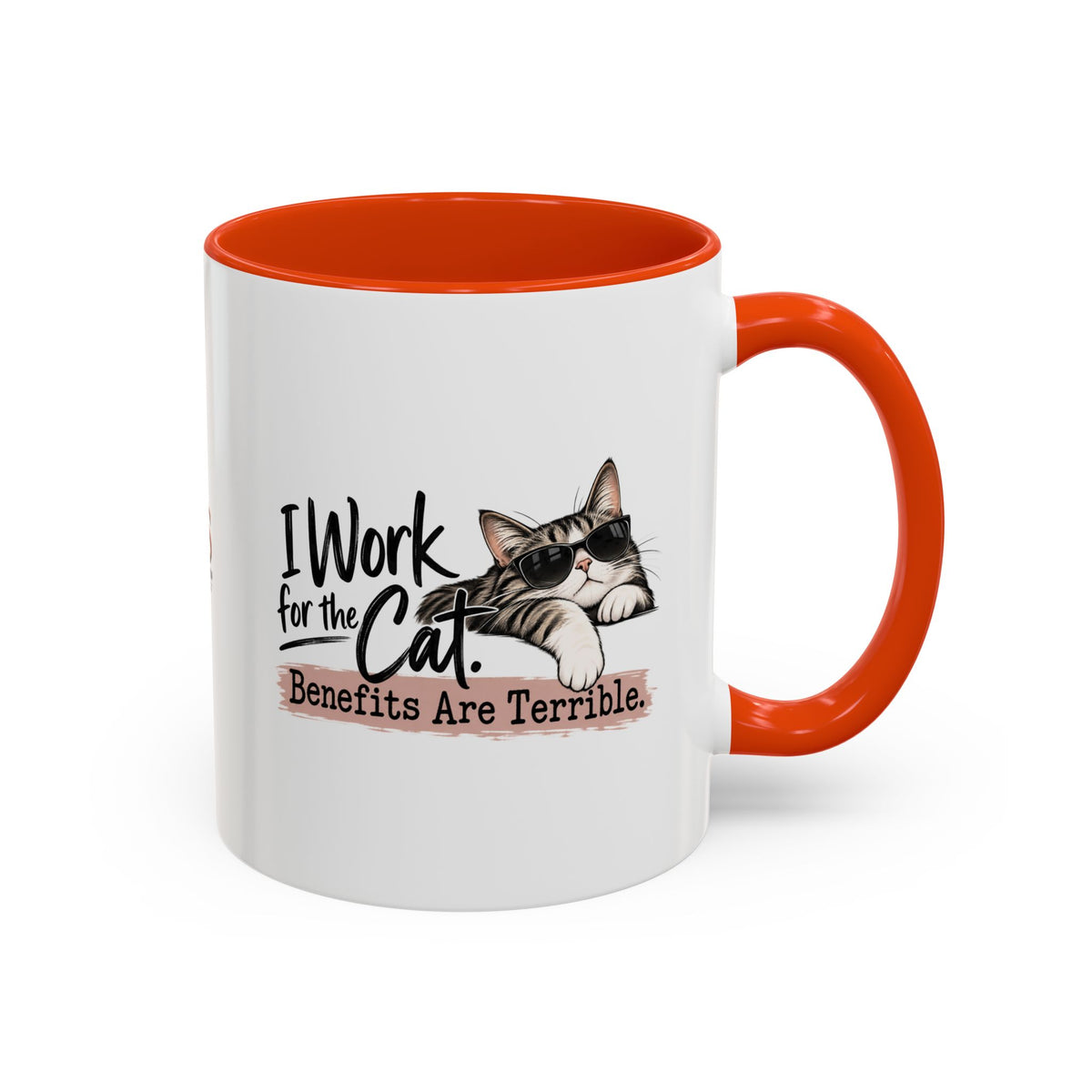 I Work for the Cat Coffee Mug | Funny Cat Lover Ceramic Mug (11oz/15oz)