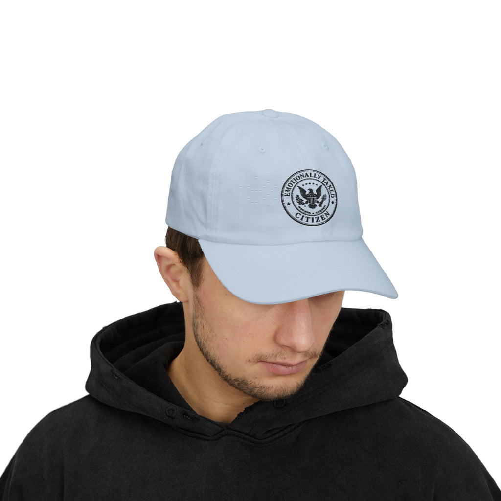 Emotionally Taxed Citizen Dad Hat | Minimalist Faux Government Seal Cotton Cap