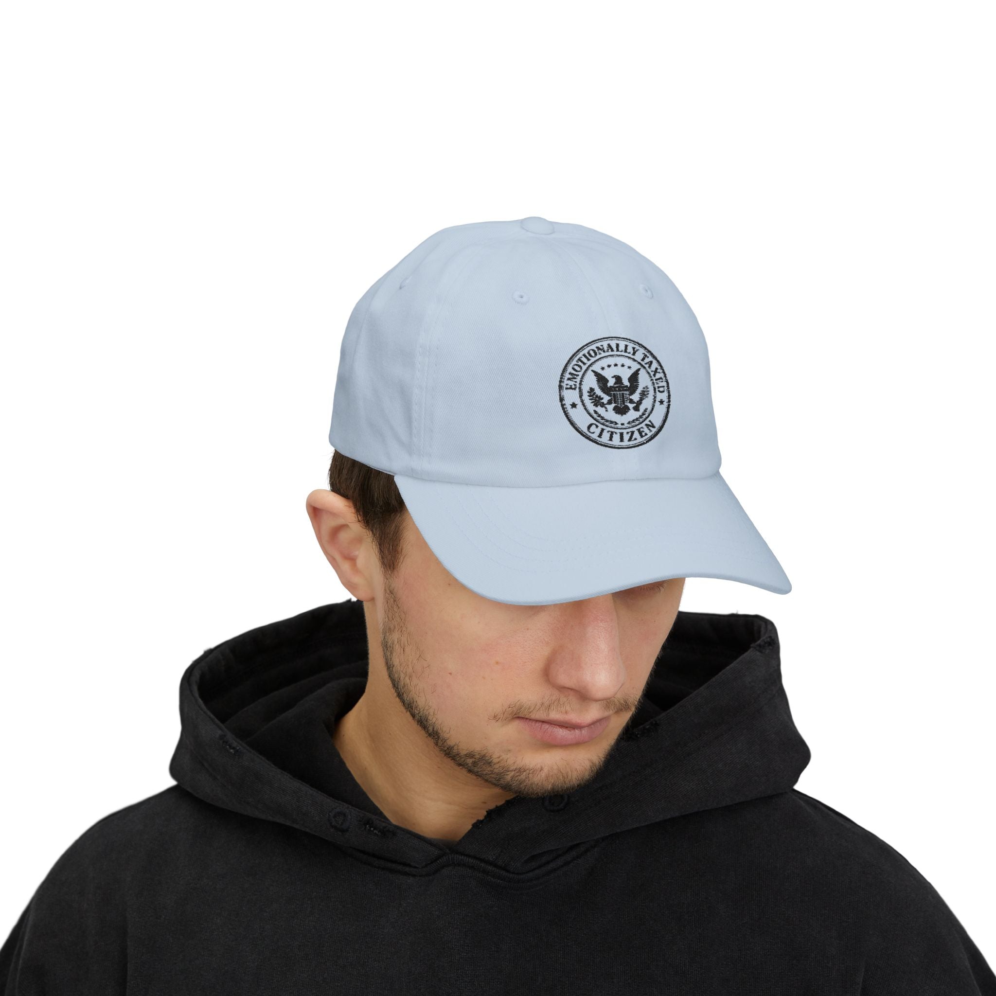 Emotionally Taxed Citizen Dad Hat | Minimalist Faux Government Seal Cotton Cap