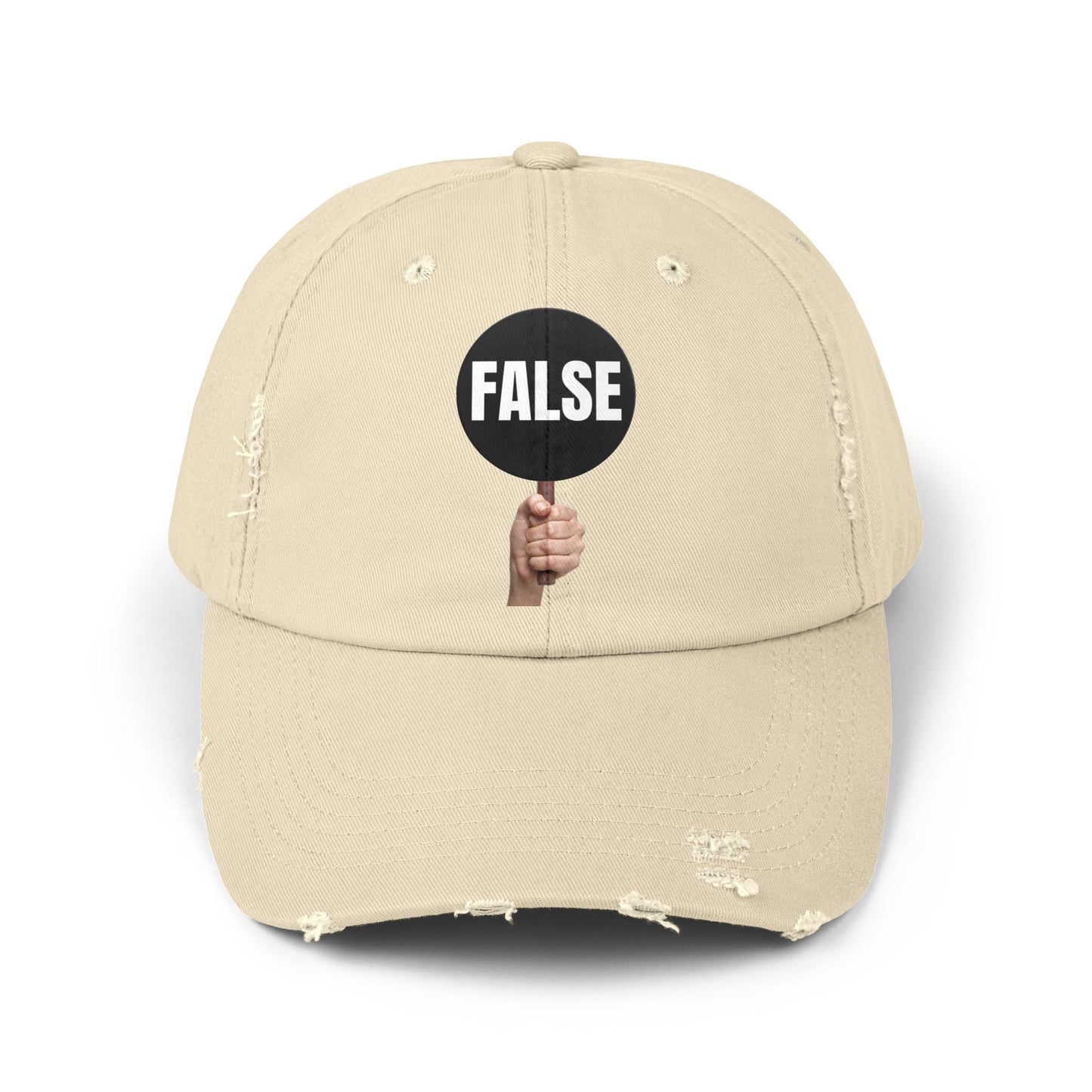 False Sign Unisex Distressed Cap Printify