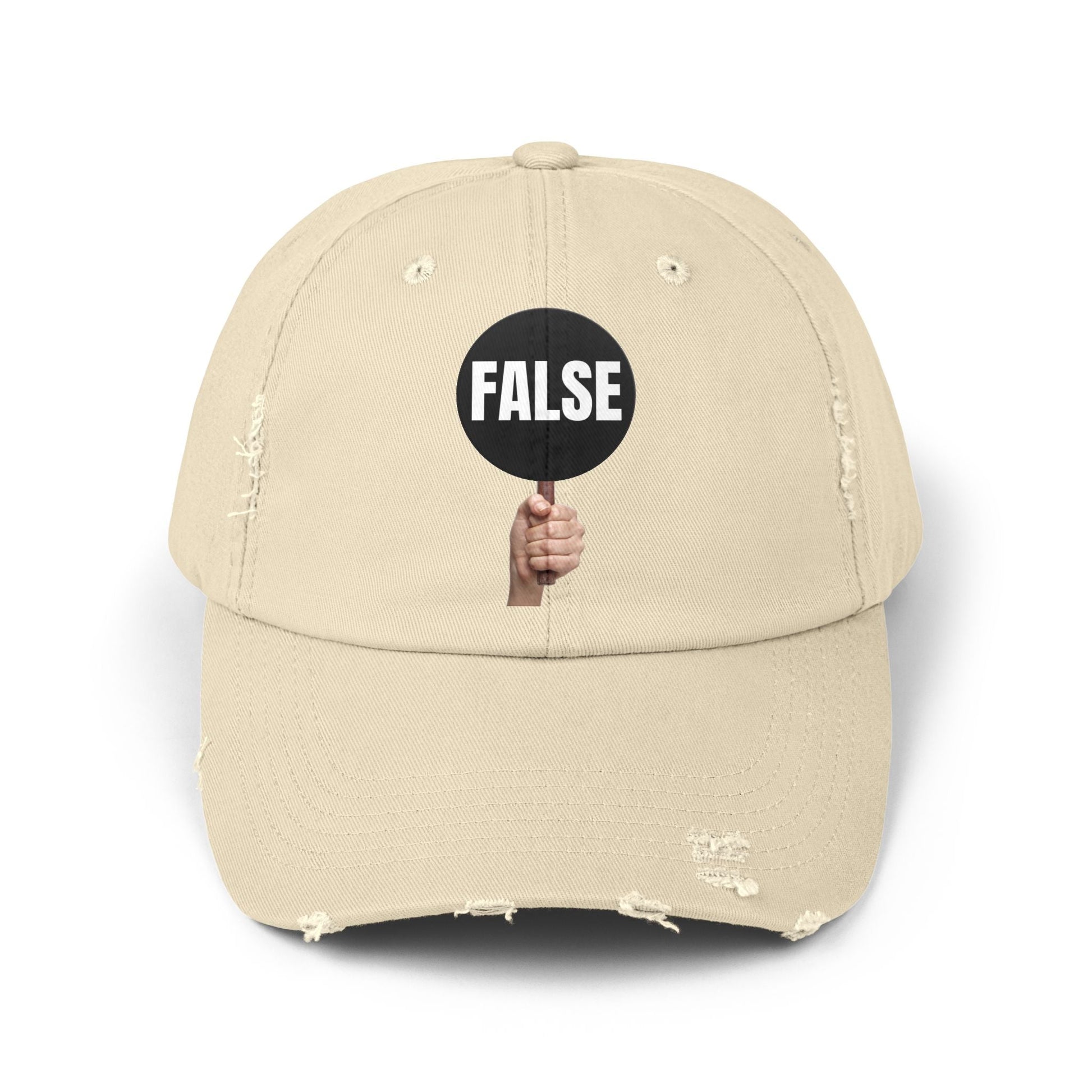 False Sign Unisex Distressed Cap Printify