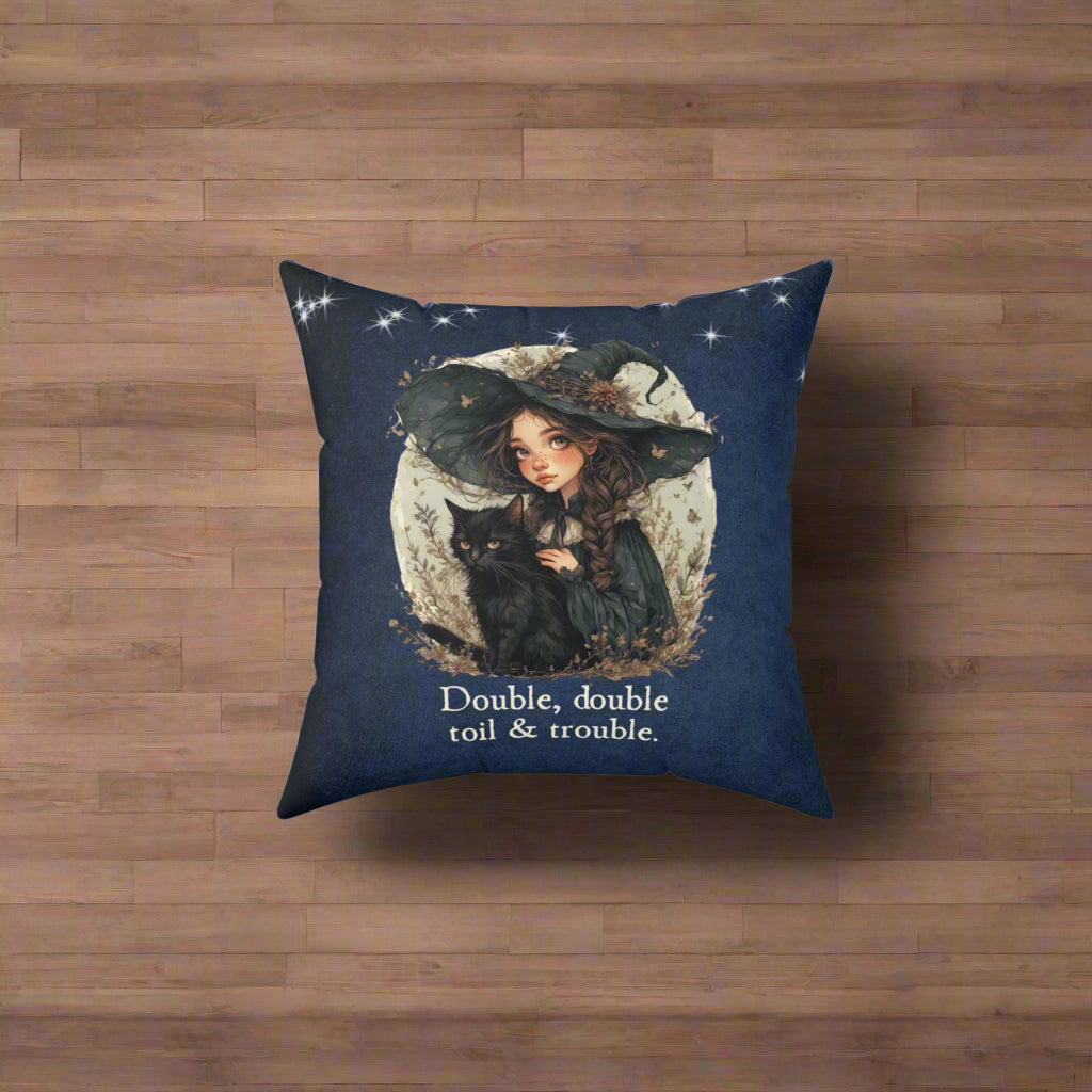 Double Double Toil & Trouble Decorative Pillow, Home Decor