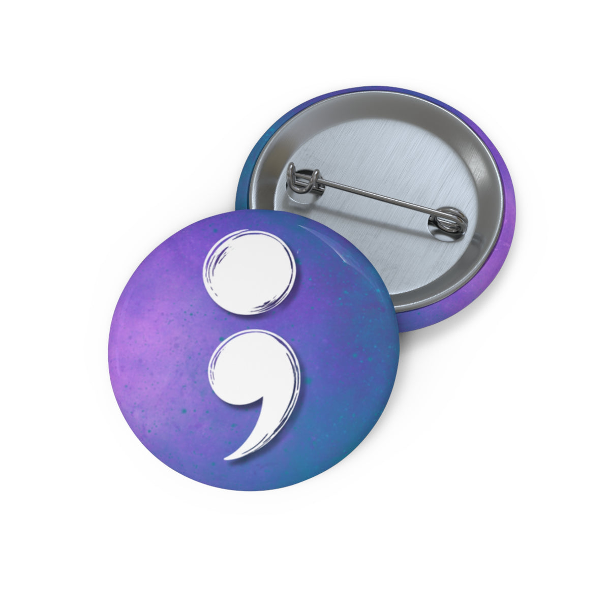 Semicolon Suicide Awareness Pin Button | Purple Blue Resilience Pin