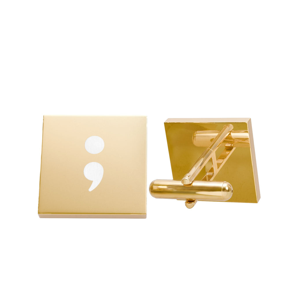 Semicolon Suicide Awareness Engraved Cufflinks