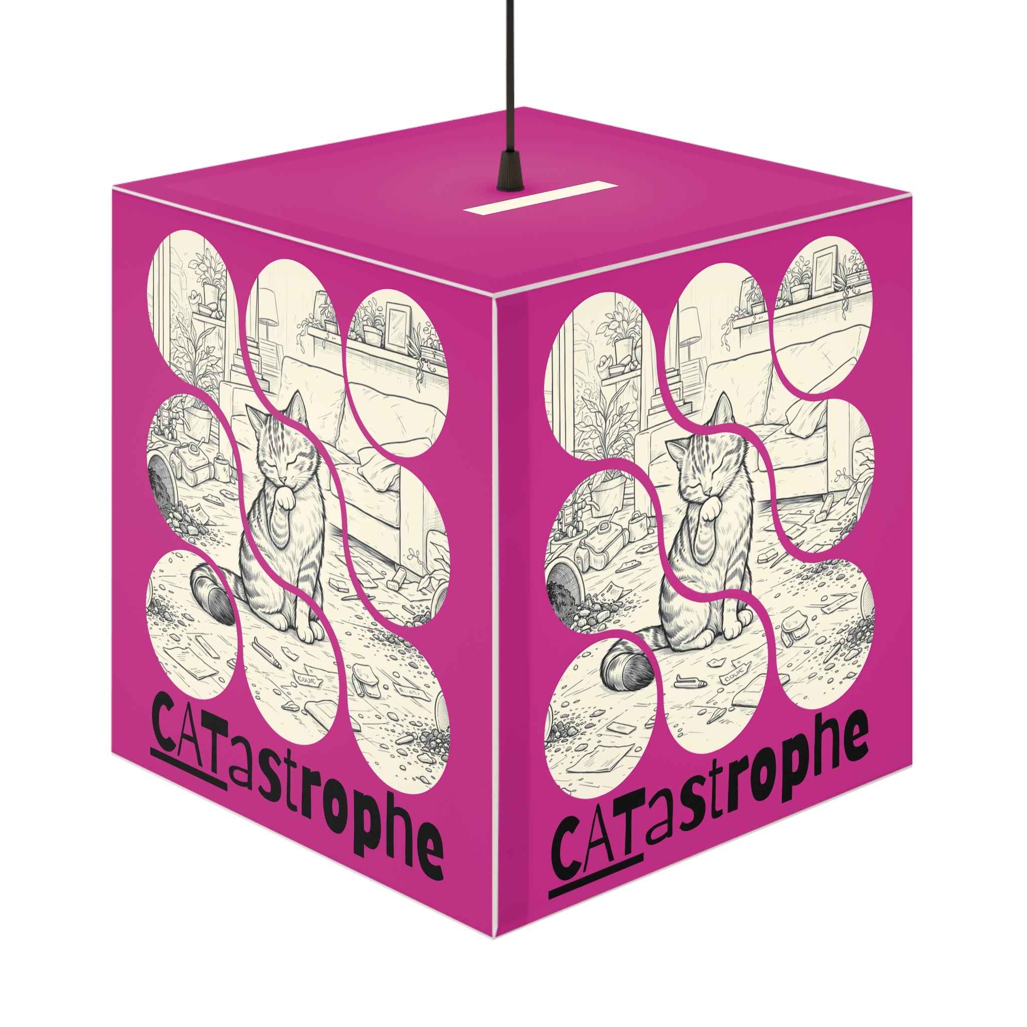 CATastrophe Cat Cube Lamp – Funny Cat Lover Accent Lamp