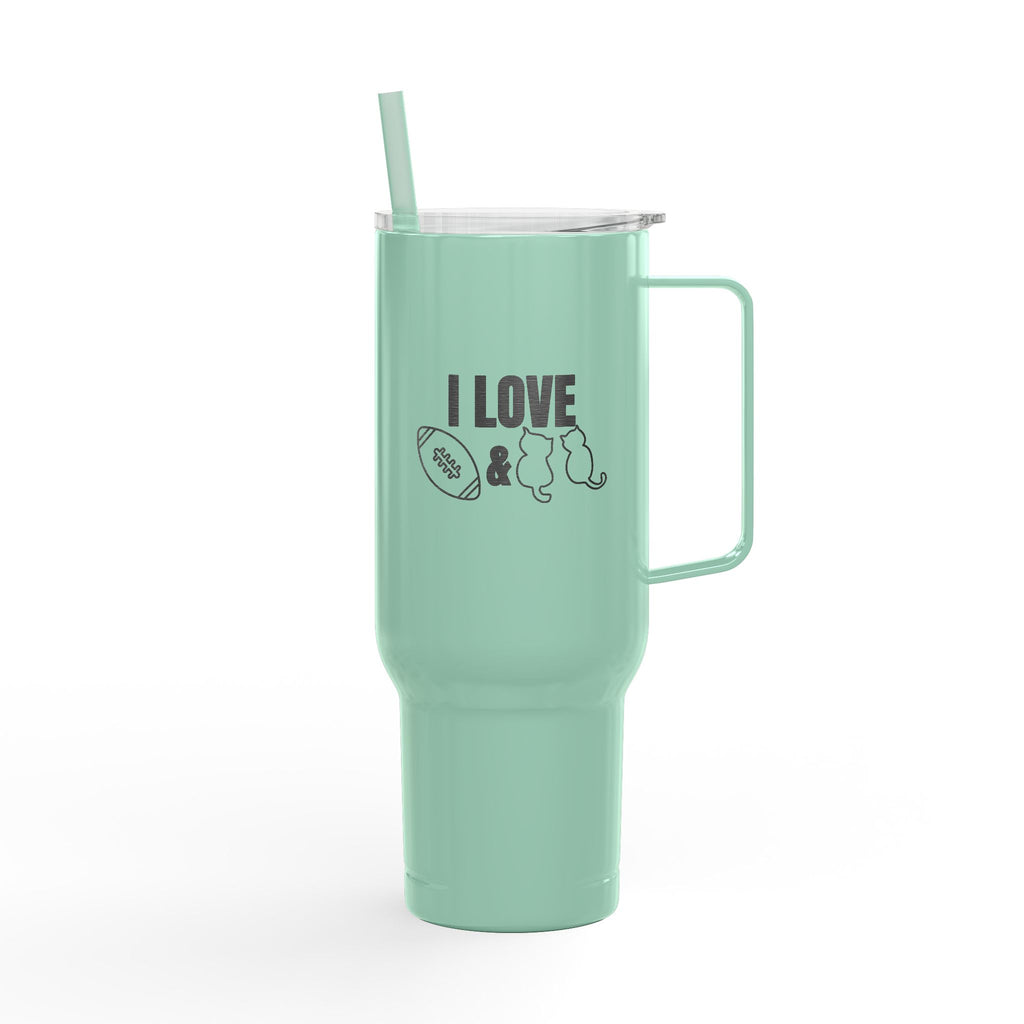 Love Football & Cats Engraved Insulated Travel Tumbler