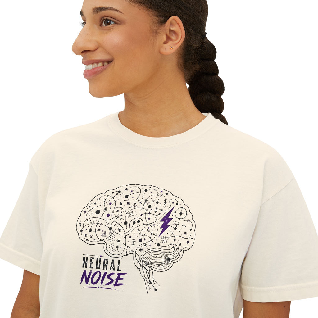 Neural Noise Boxy Crop T-Shirt | Abstract Brain Epilepsy Awareness Graphic Tee