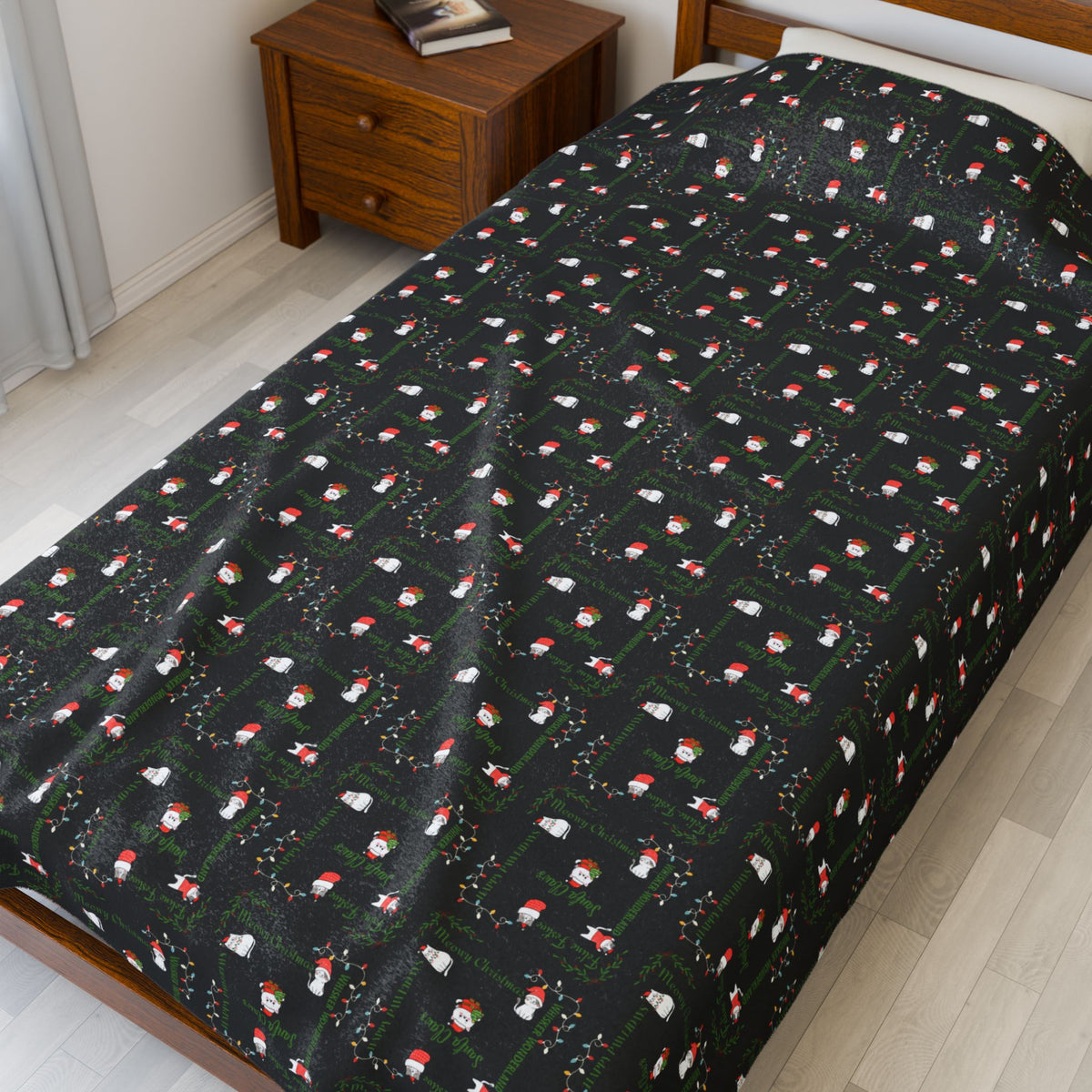 Cozy Christmas Cats Velveteen Plush Blanket