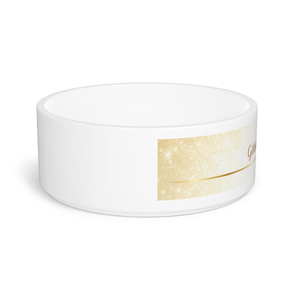 Gilded Feline Ceramic Cat Bowl | 16 oz Modern Gold Cat Design