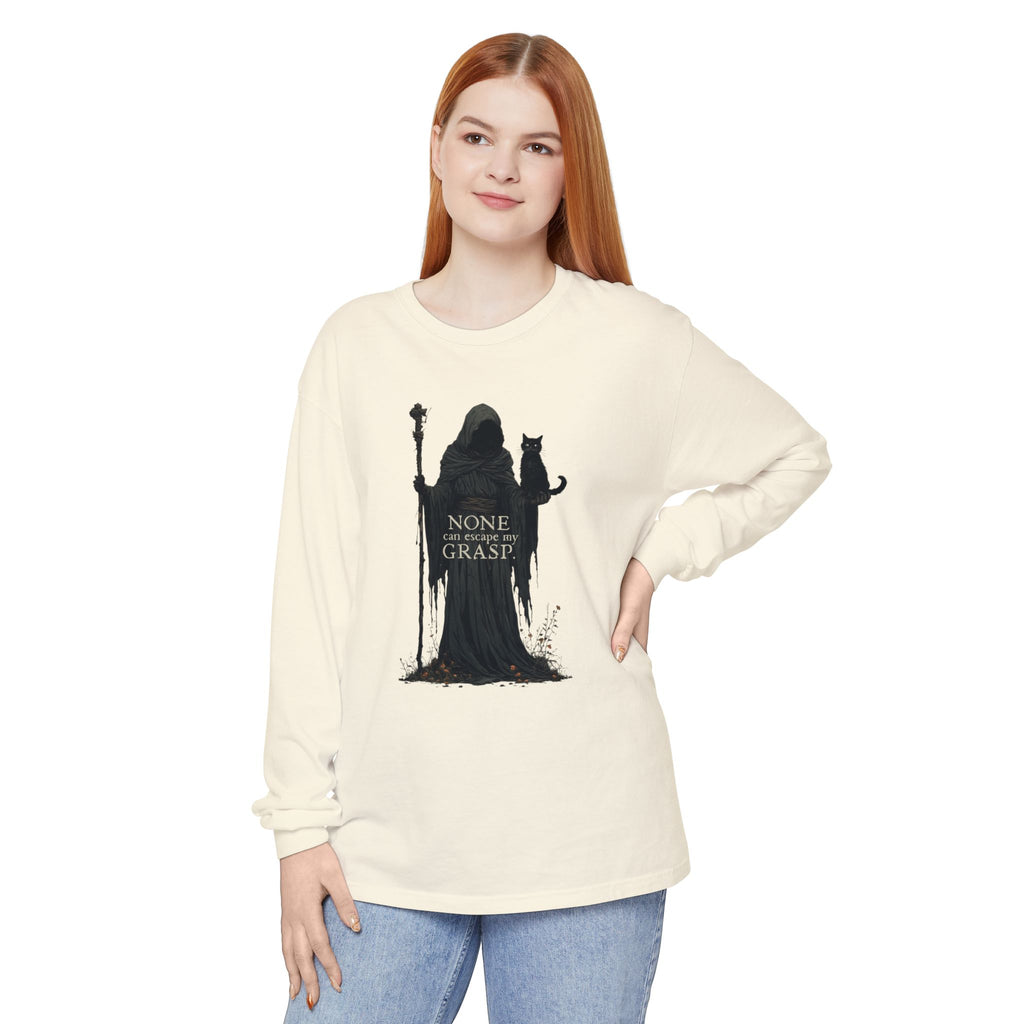 Grim Reaper with Cat Long Sleeve T-Shirt