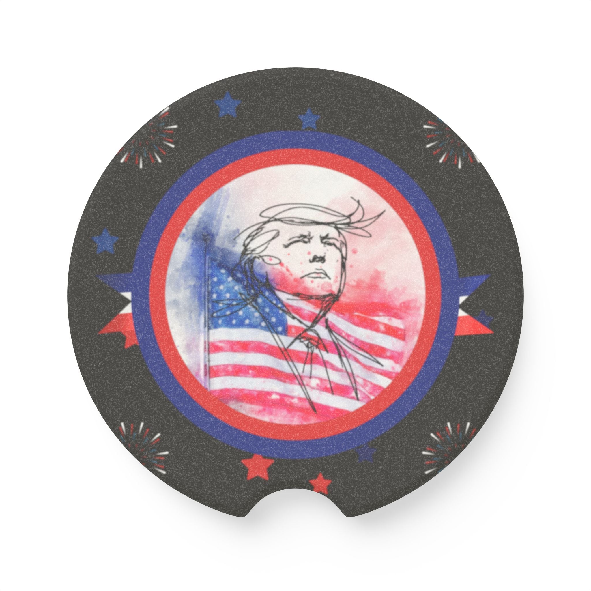 Red White & Blue Sketch Portrait Soapstone Car Coasters