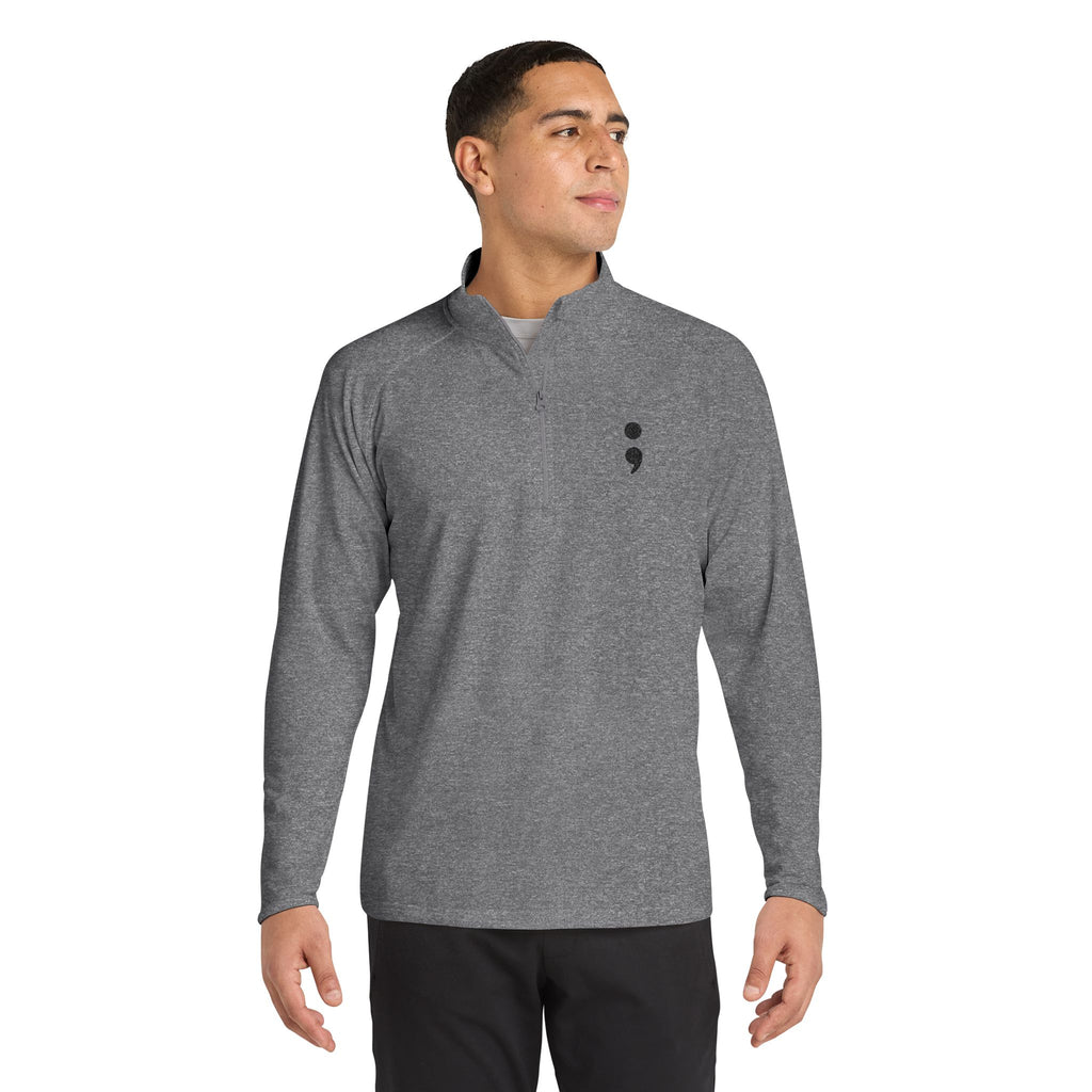 Semicolon Suicide Awareness Embroidered Quarter-Zip Pullover
