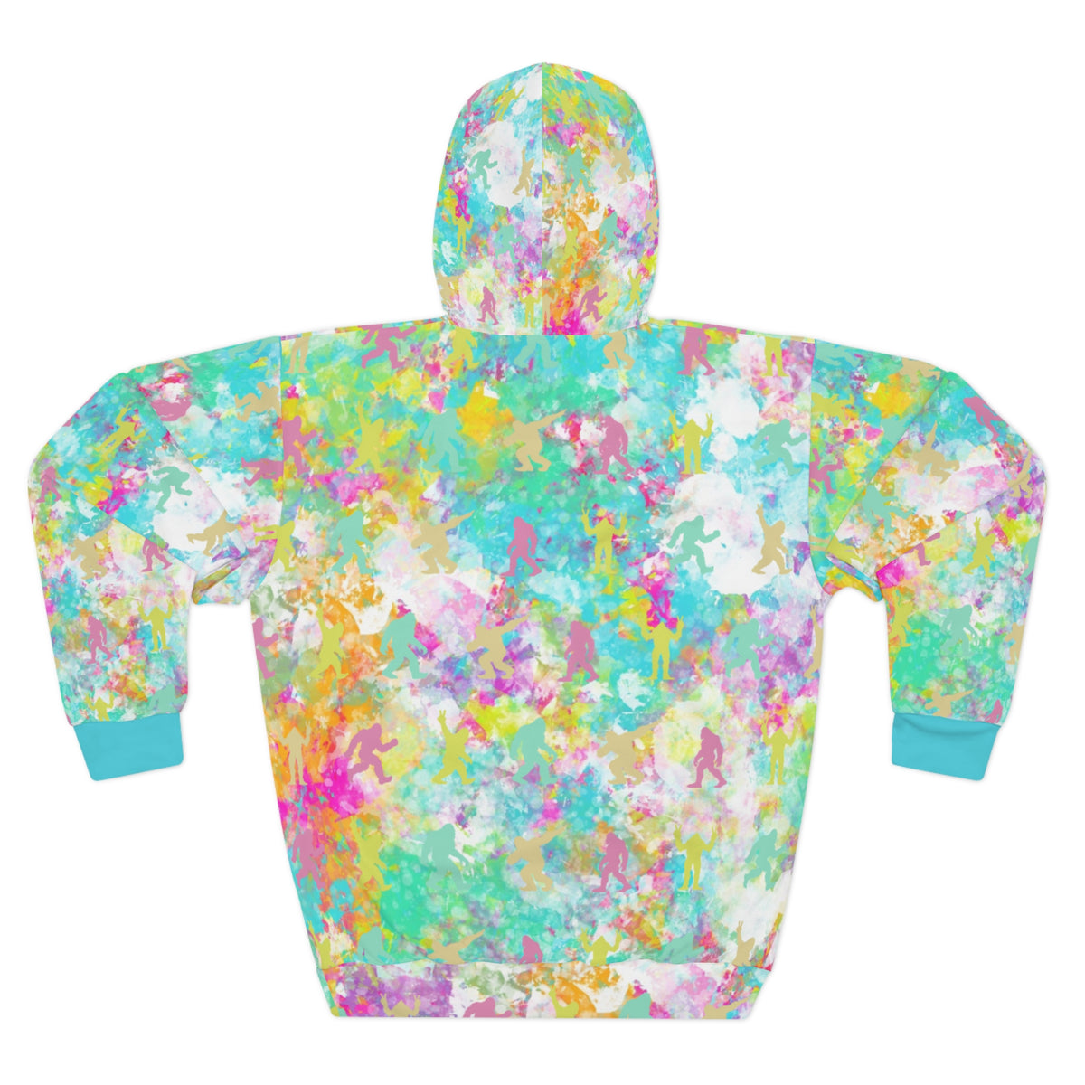 Hide & Squatch Tie-Dye Hoodie | Colorful Hidden Bigfoot All-Over Print