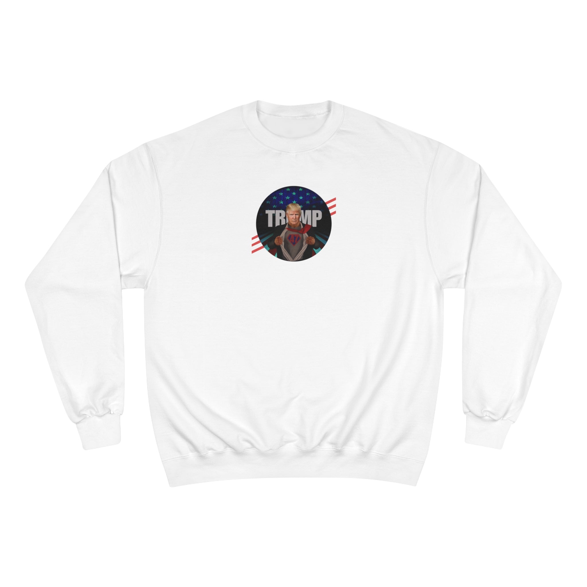 Photo depicting the ​Trump is Back 47 Champion Sweatshirt from EpiAl's Shop.