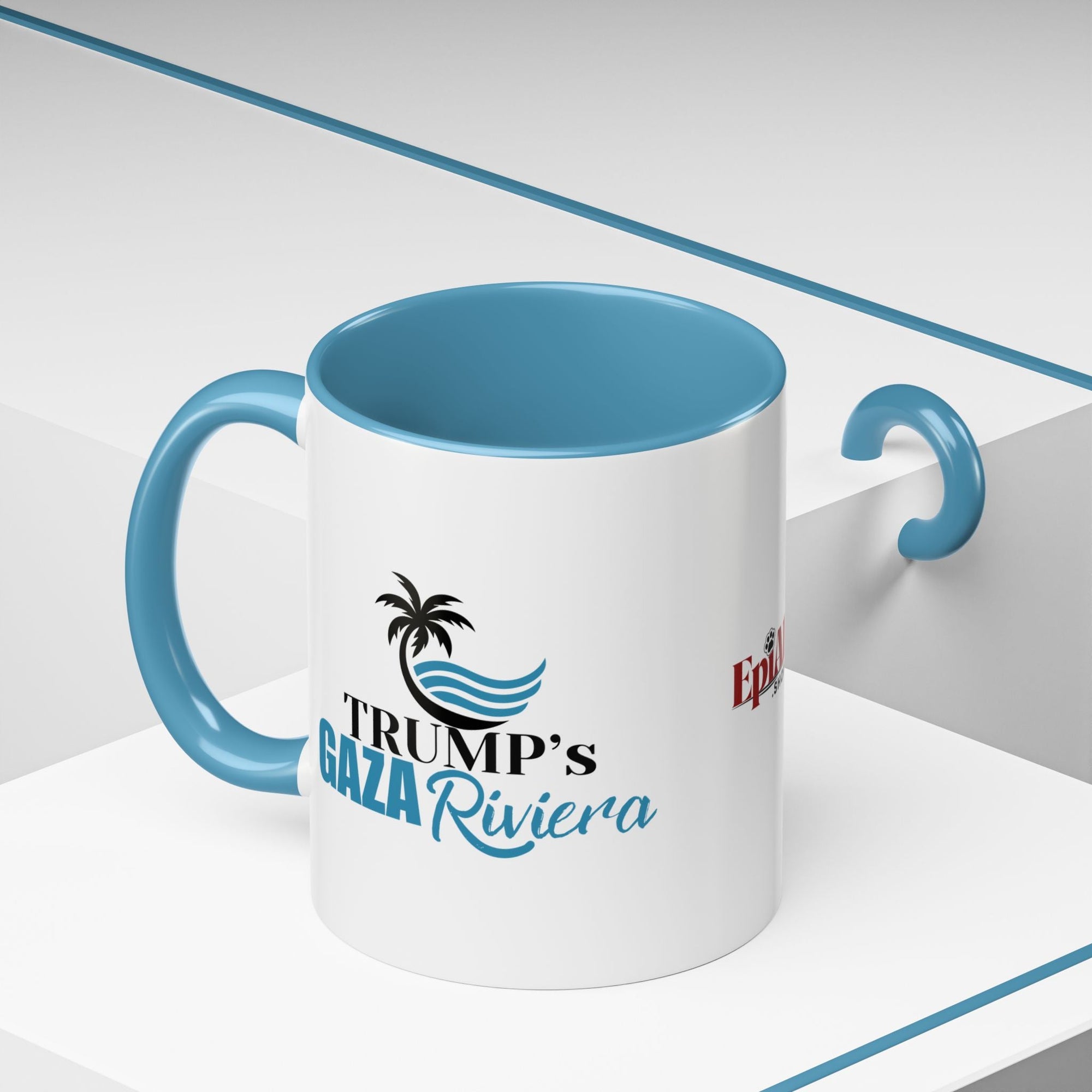 Tropical Trump’s Gaza Riviera Accent Coffee Mug - 11 & 15oz Ceramic Mug for Beach Lovers Printify