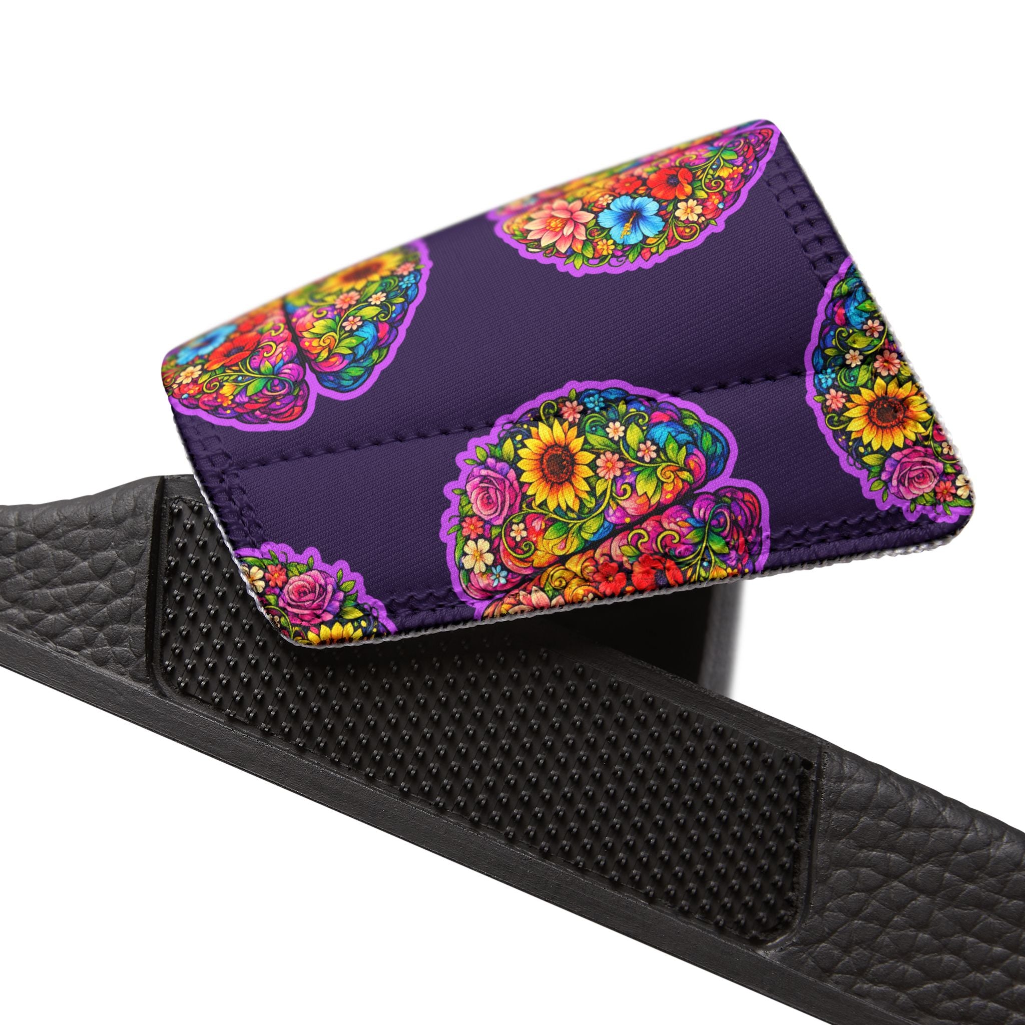 Floral Brain Women's Slide Sandals – Epilepsy Awareness Comfort Slides