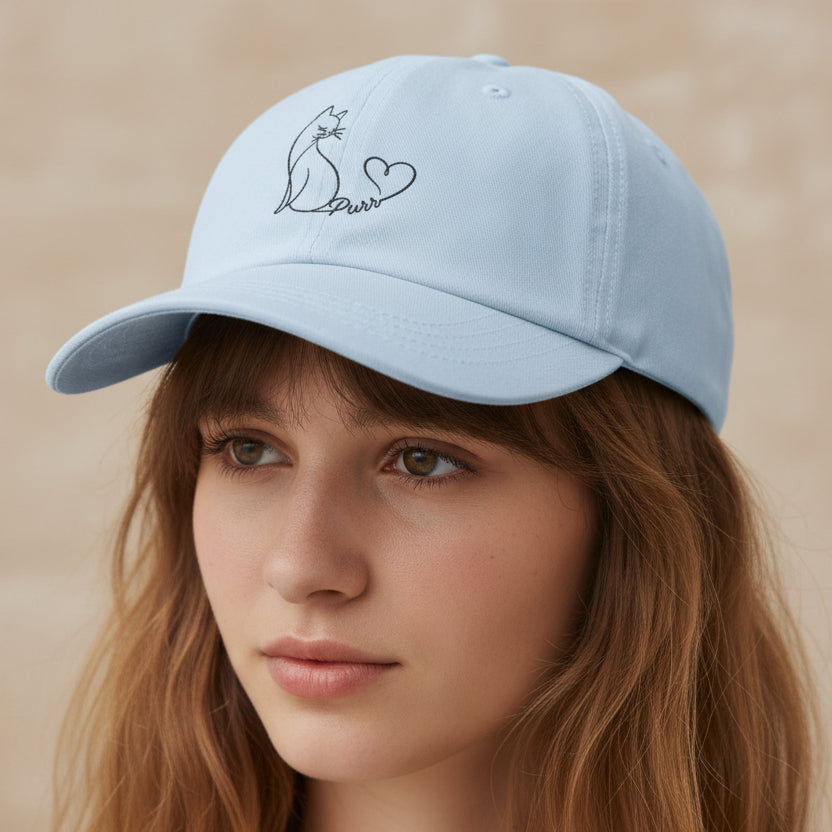 Purr Line Art Cat Hat – Minimalist Cat Lover Cap