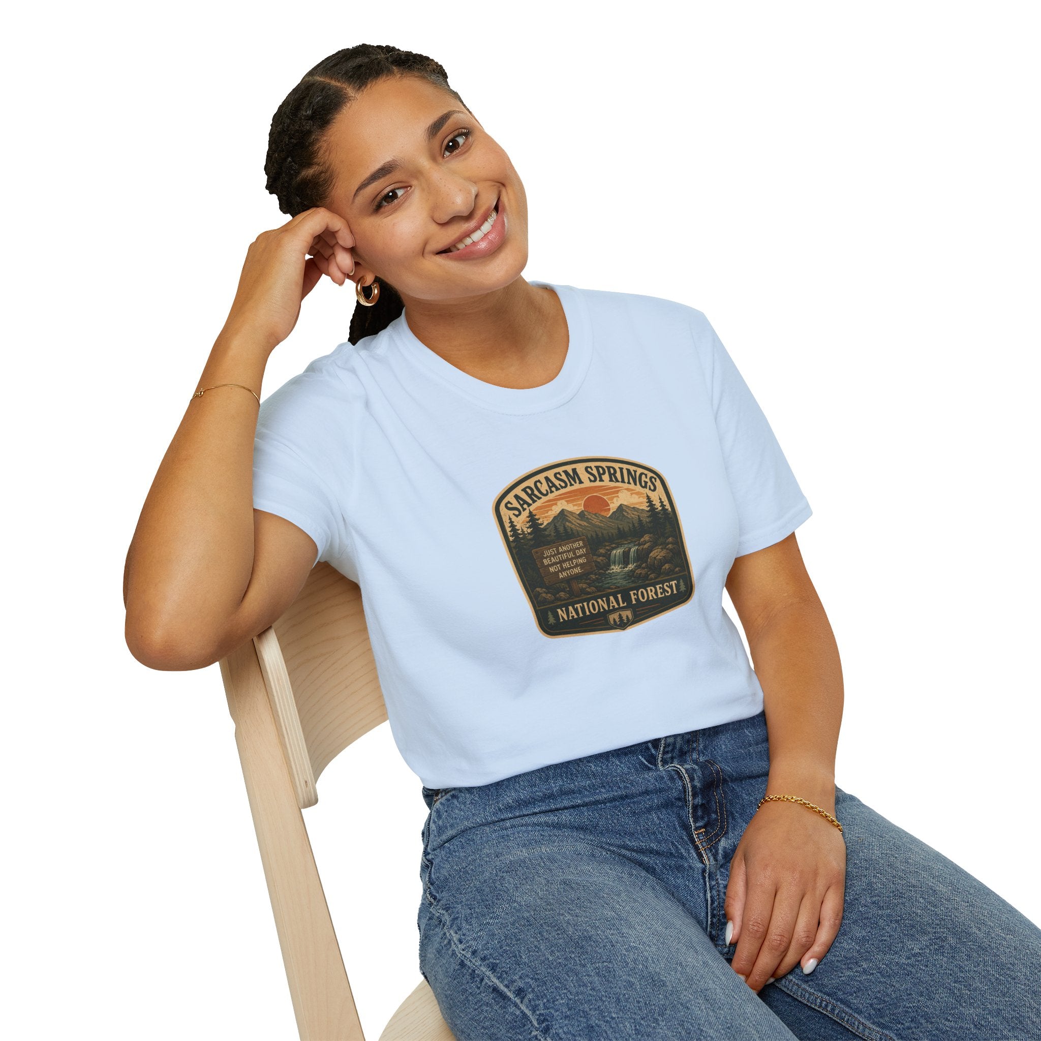 Sarcasm Springs National Forest Unisex T-Shirt | Funny Retro Outdoors Graphic Tee