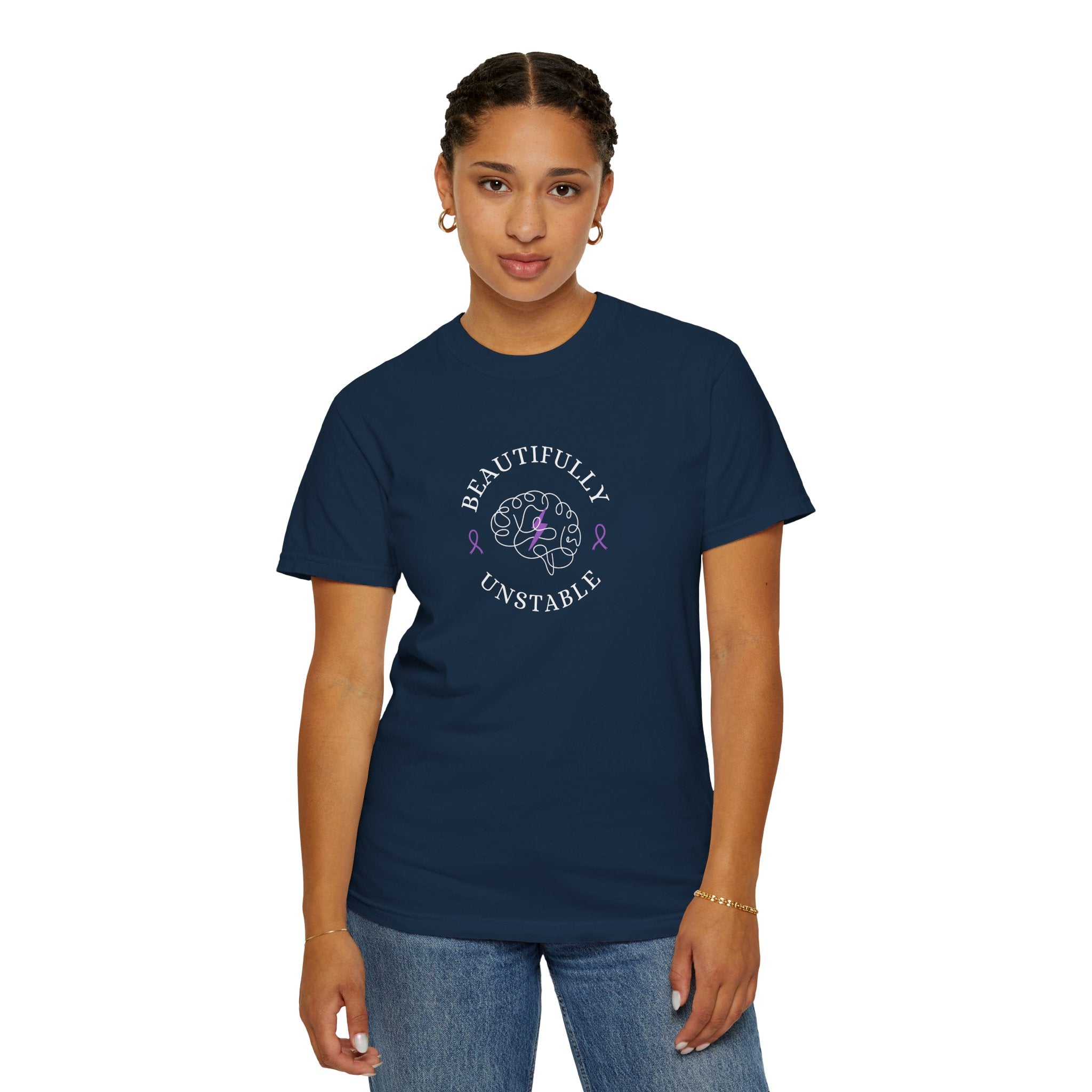 Beautifully Unstable Unisex T-Shirt – Epilepsy Awareness Purple Ribbon Tee