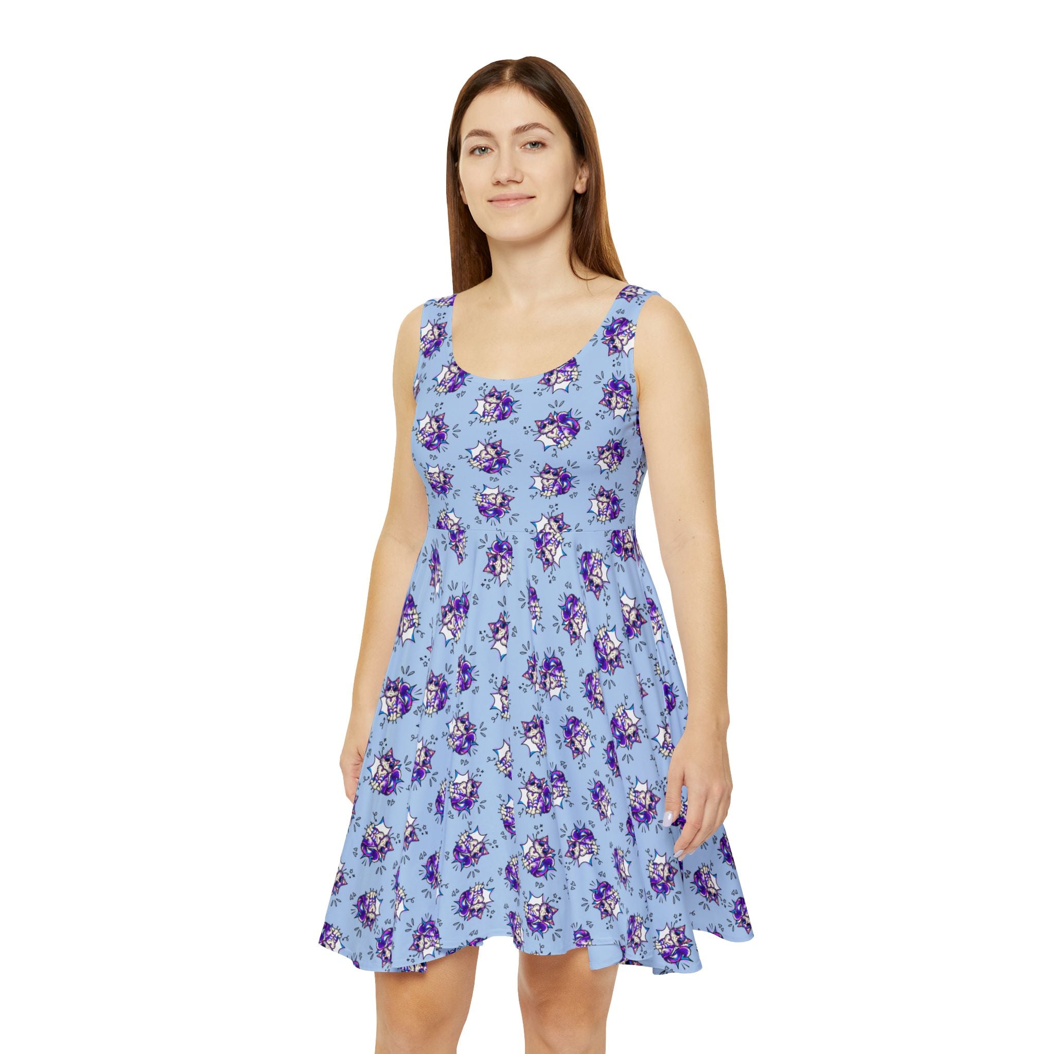 Retro Comic Cat Skater Dress