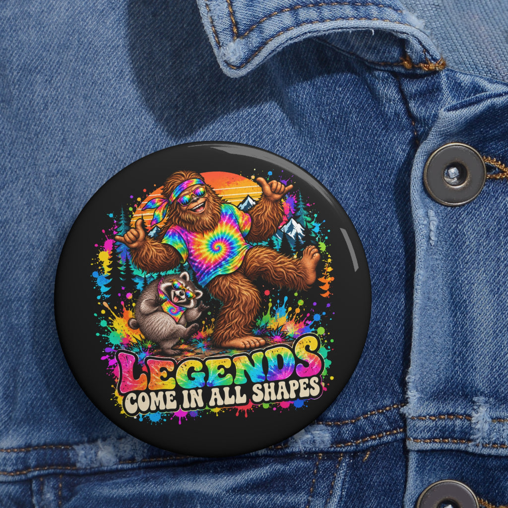 Legends Come in All Shapes | Bigfoot & Jimothy Raccoon Pin Button