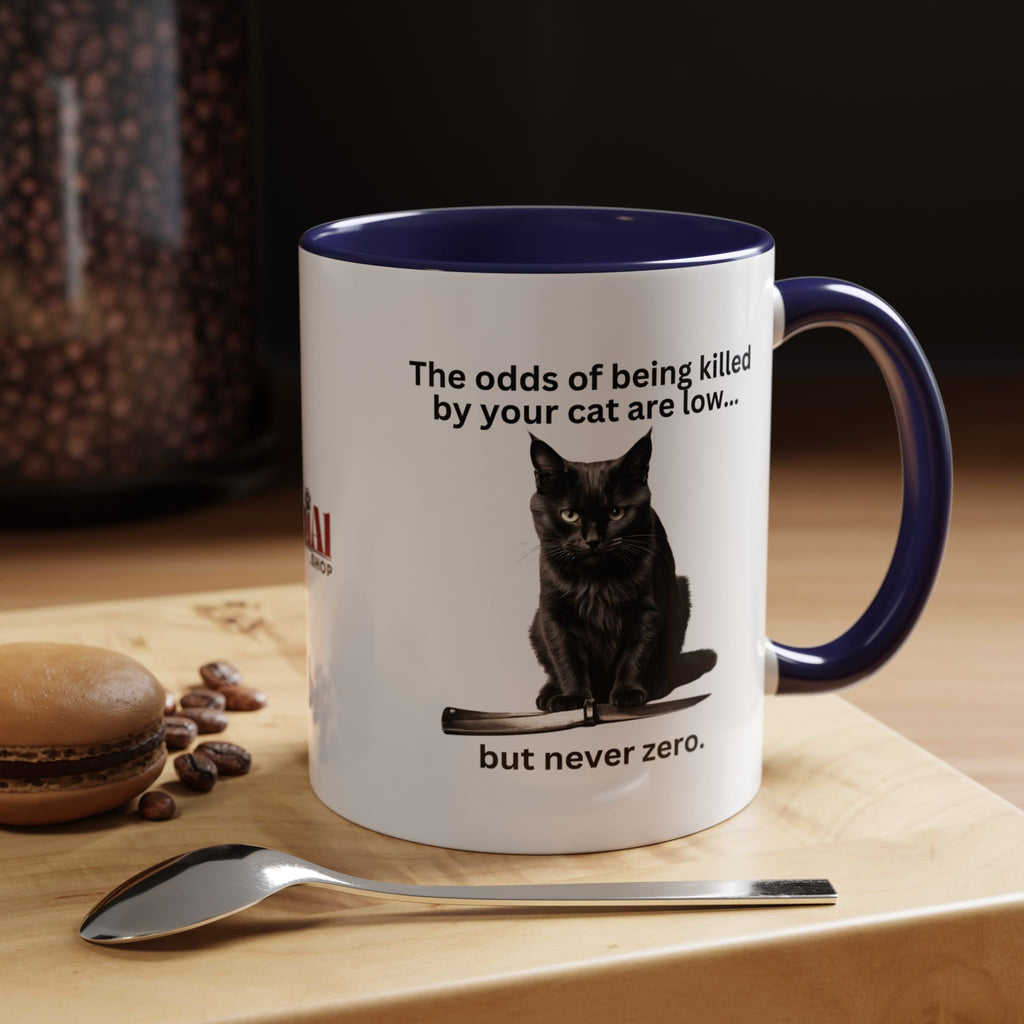 Photo depicting the ​Killer Cat Odds Accent Coffee Mug (11, 15oz) from EpiAl's Shop.