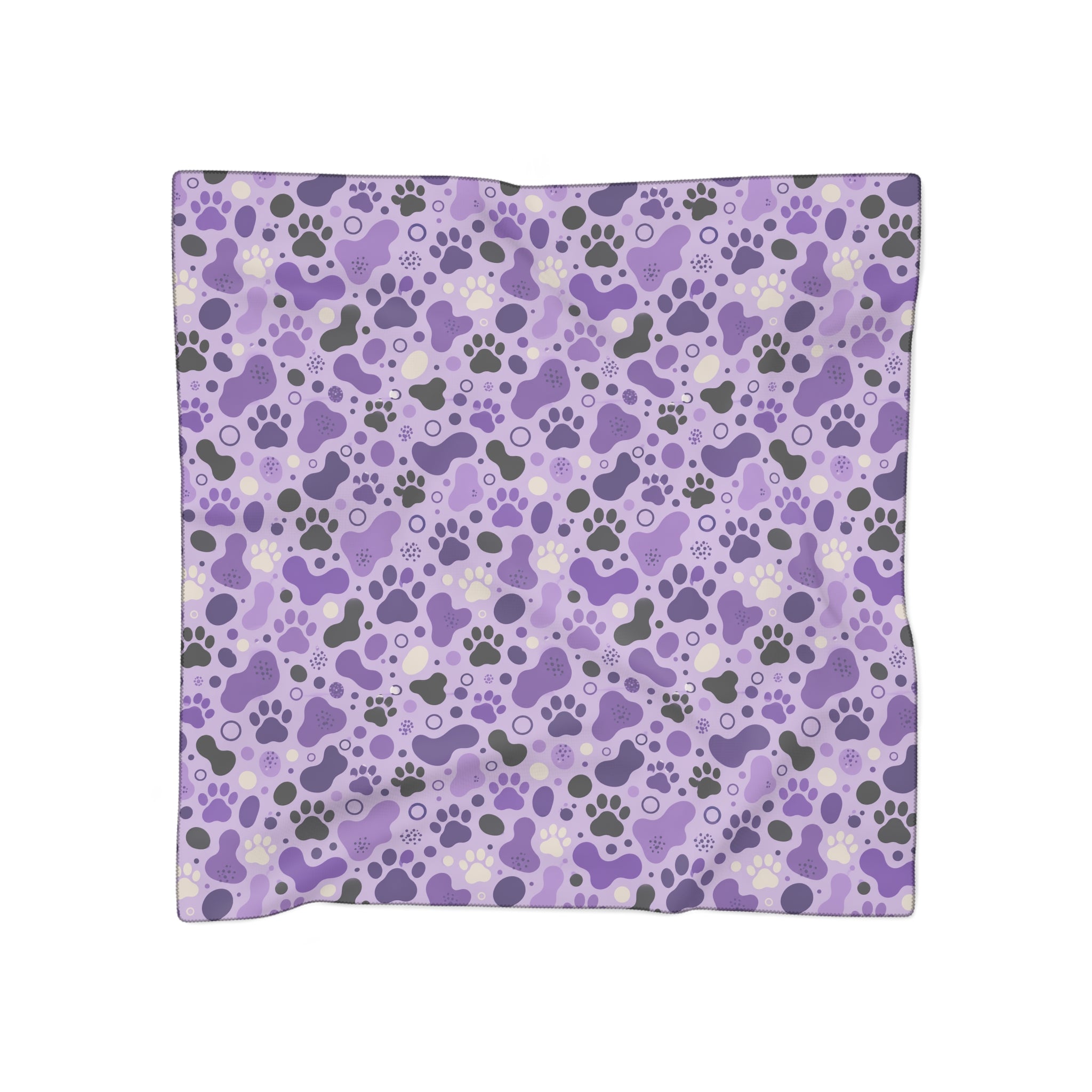 Purple Paw Print Scarf | Cat & Dog Lover Square Scarf